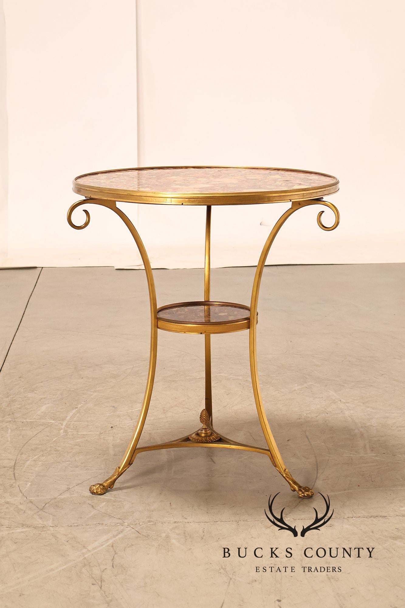 Neoclassical Style Pair of Marble Top Gueridon Side Tables