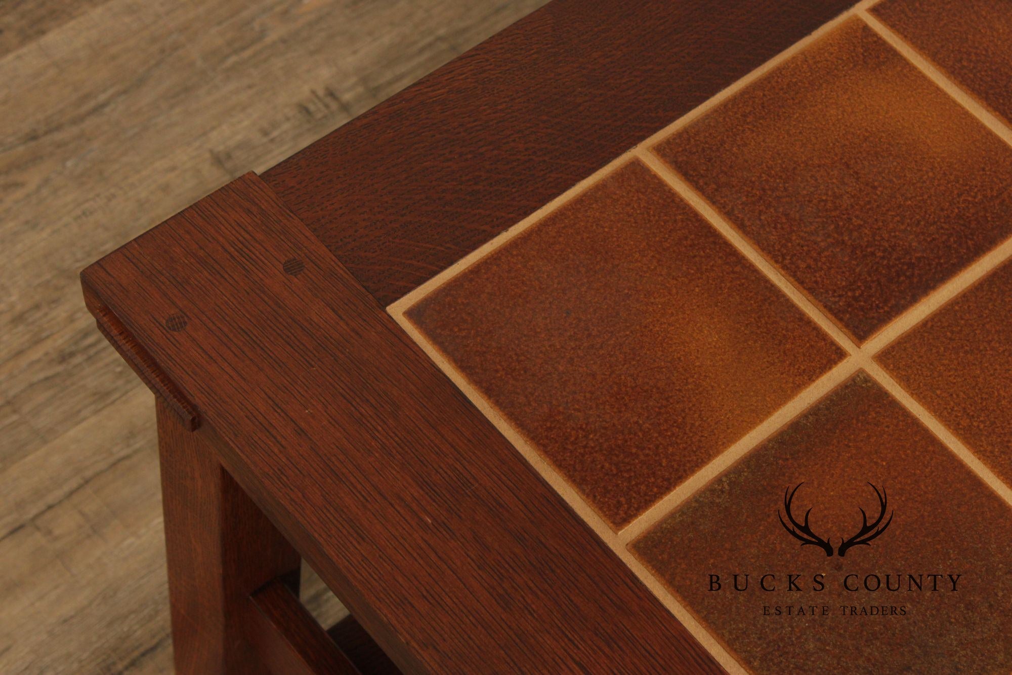 Stickley Mission Collection Oak Tile Top Cocktail Table