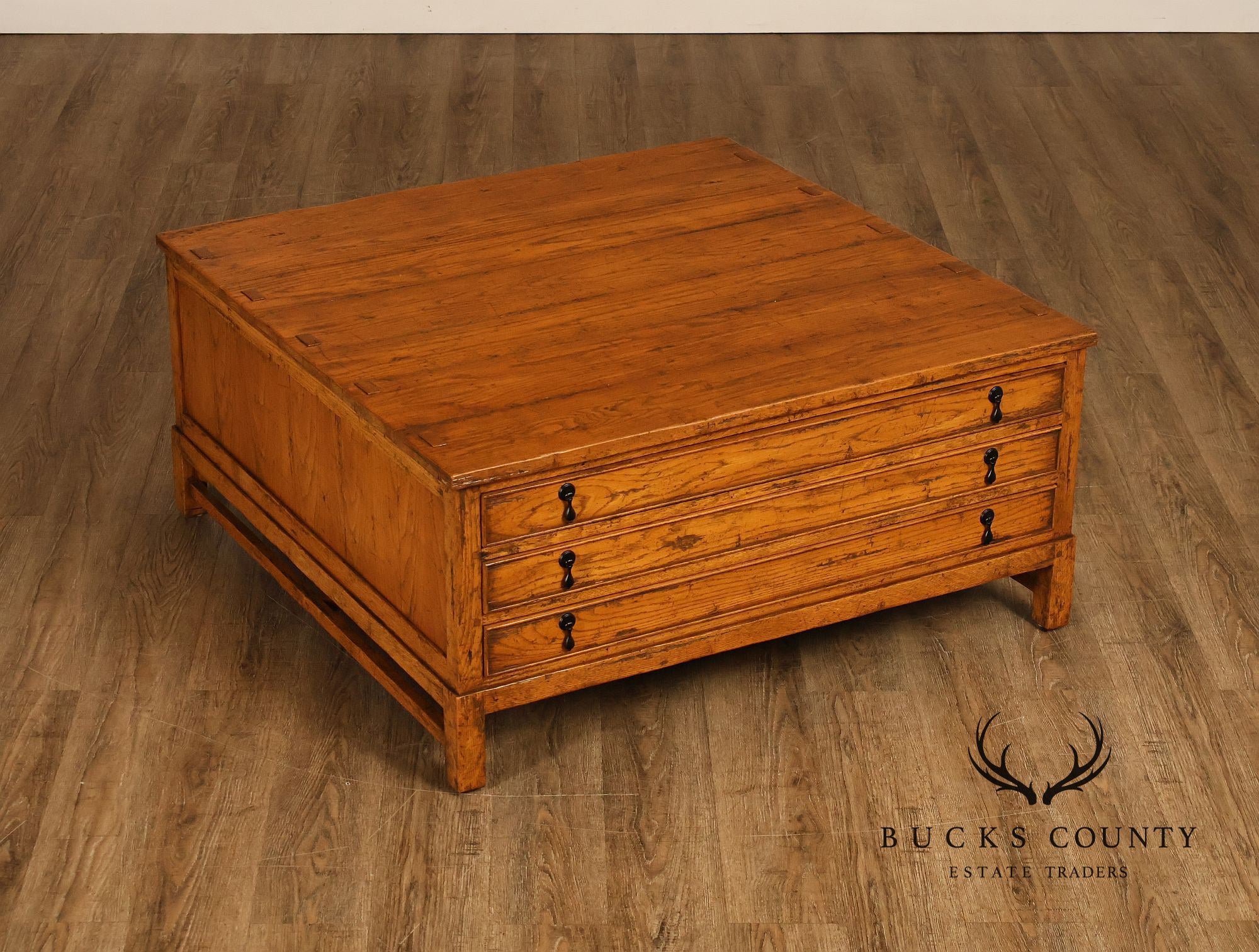 Guy Chaddock Antiqued Oak Storage Coffee Table