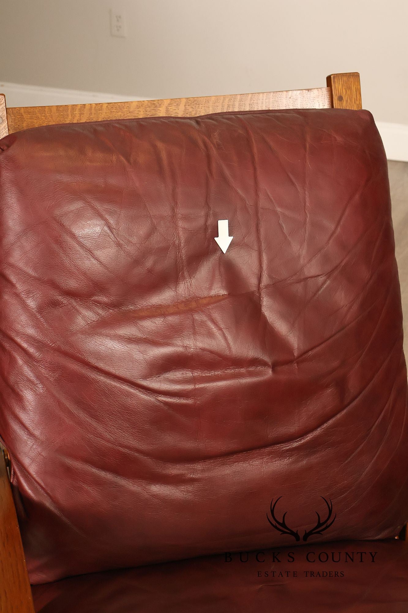 Stickley Mission Collection Oak And Leather Bow Arm Morris Chair