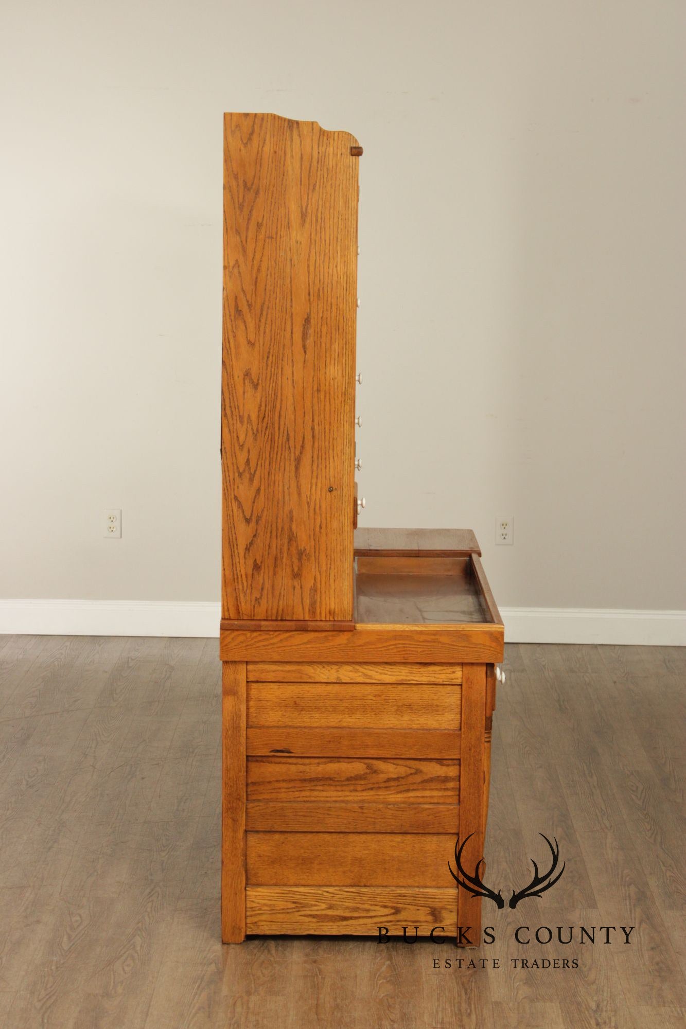 Antique American Hutch With Copper Dry Sink And Pull-Out Cutting Board