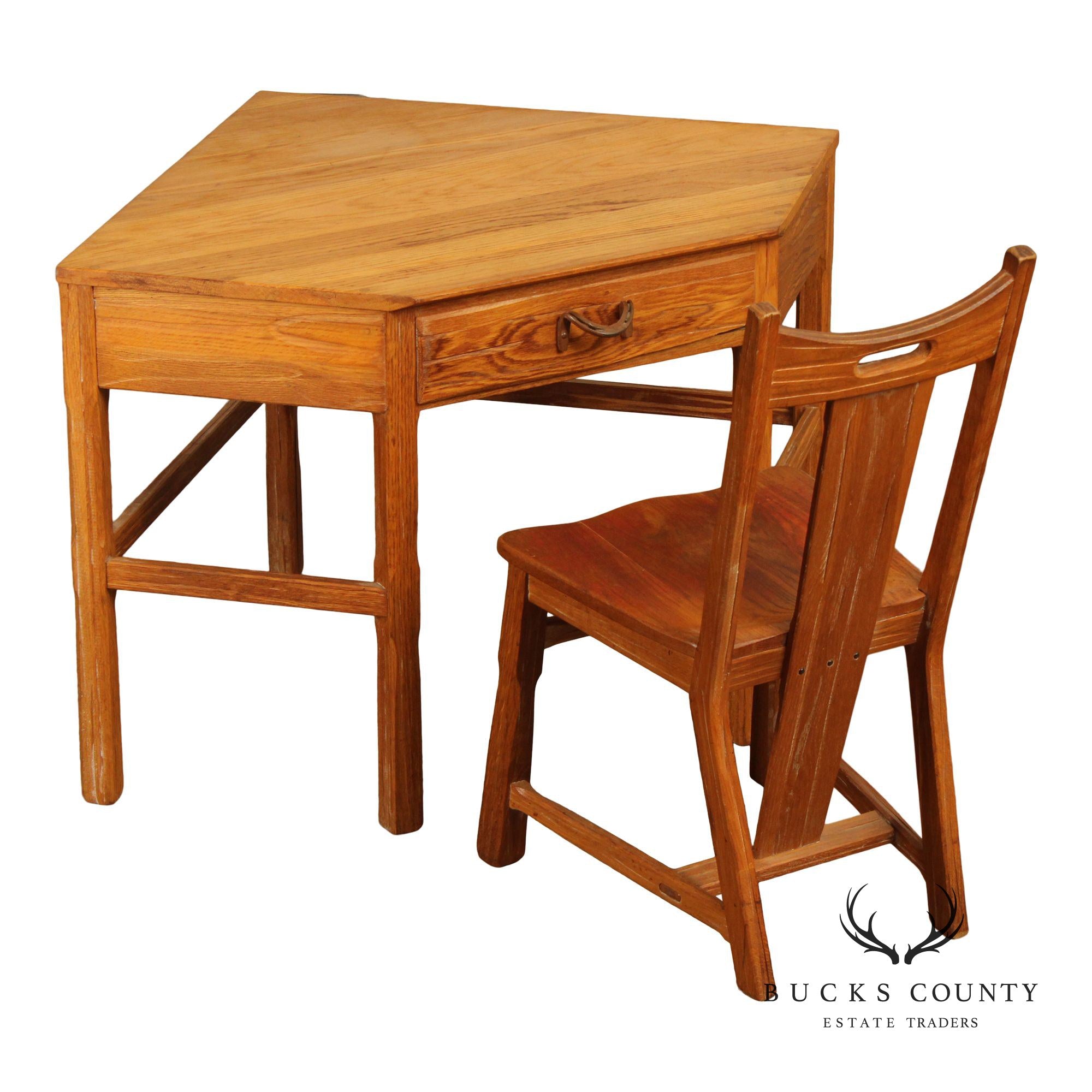 Brandt Ranch Oak Corner Writing Desk and Chair