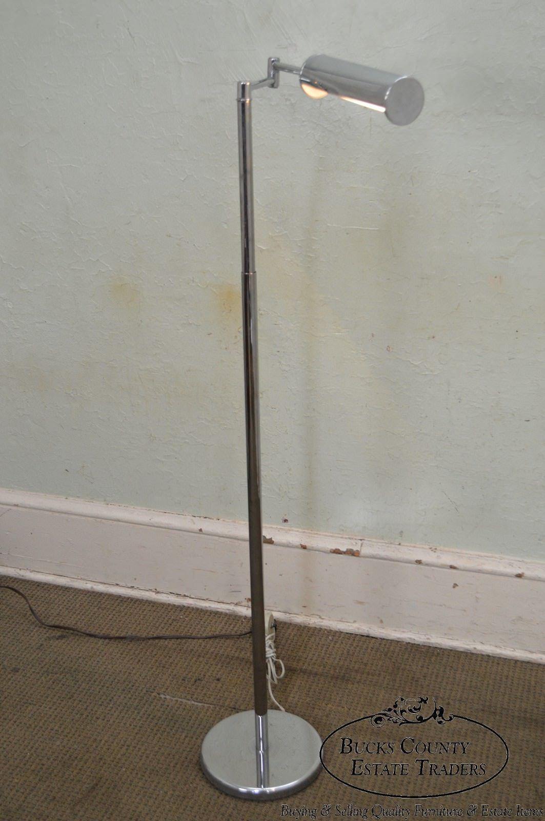 Nessen Studios Mid Century Modern 1960s Chrome Swing Arm Floor Lamp