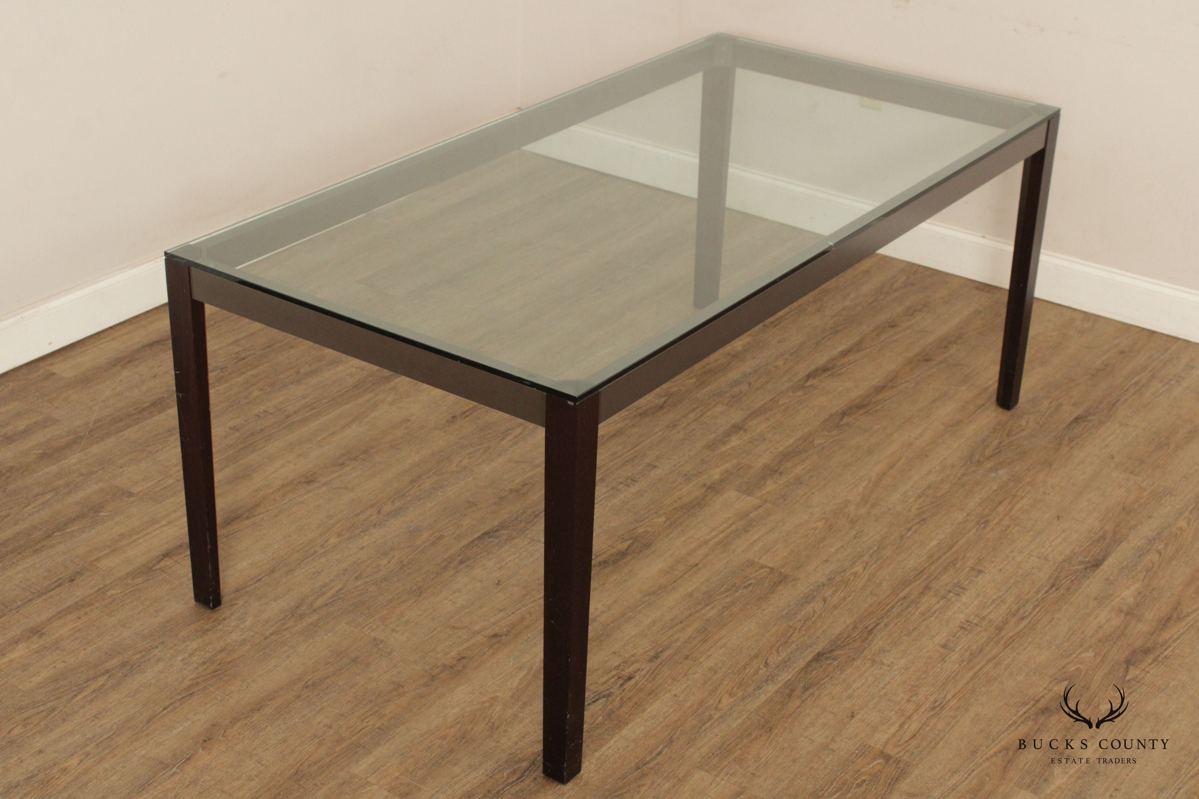 Contemporary Style Glass Top Parsons Dining Table