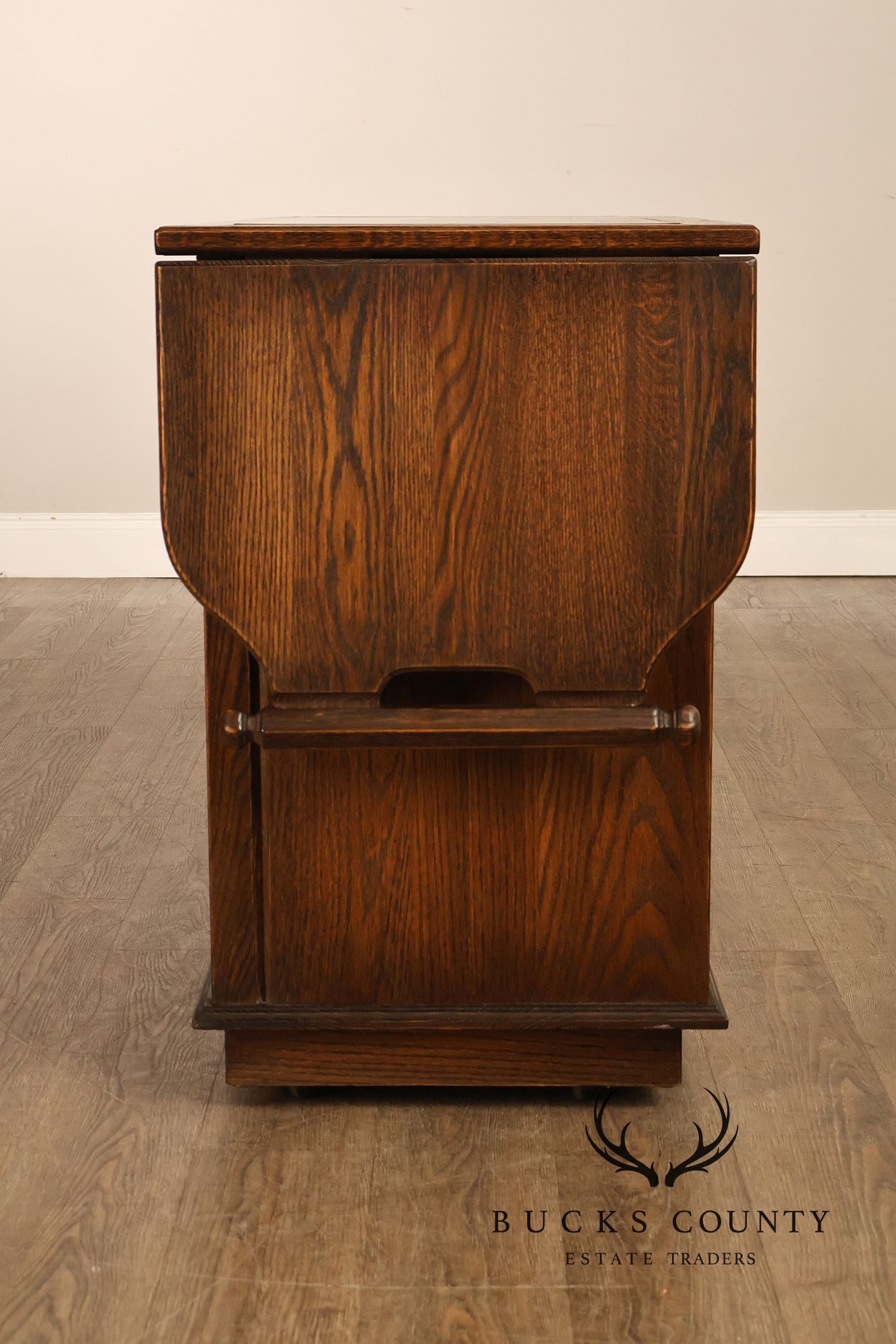 Jamestown Lounge Co. Gothic Revival Vintage Oak Drop-Leaf Server