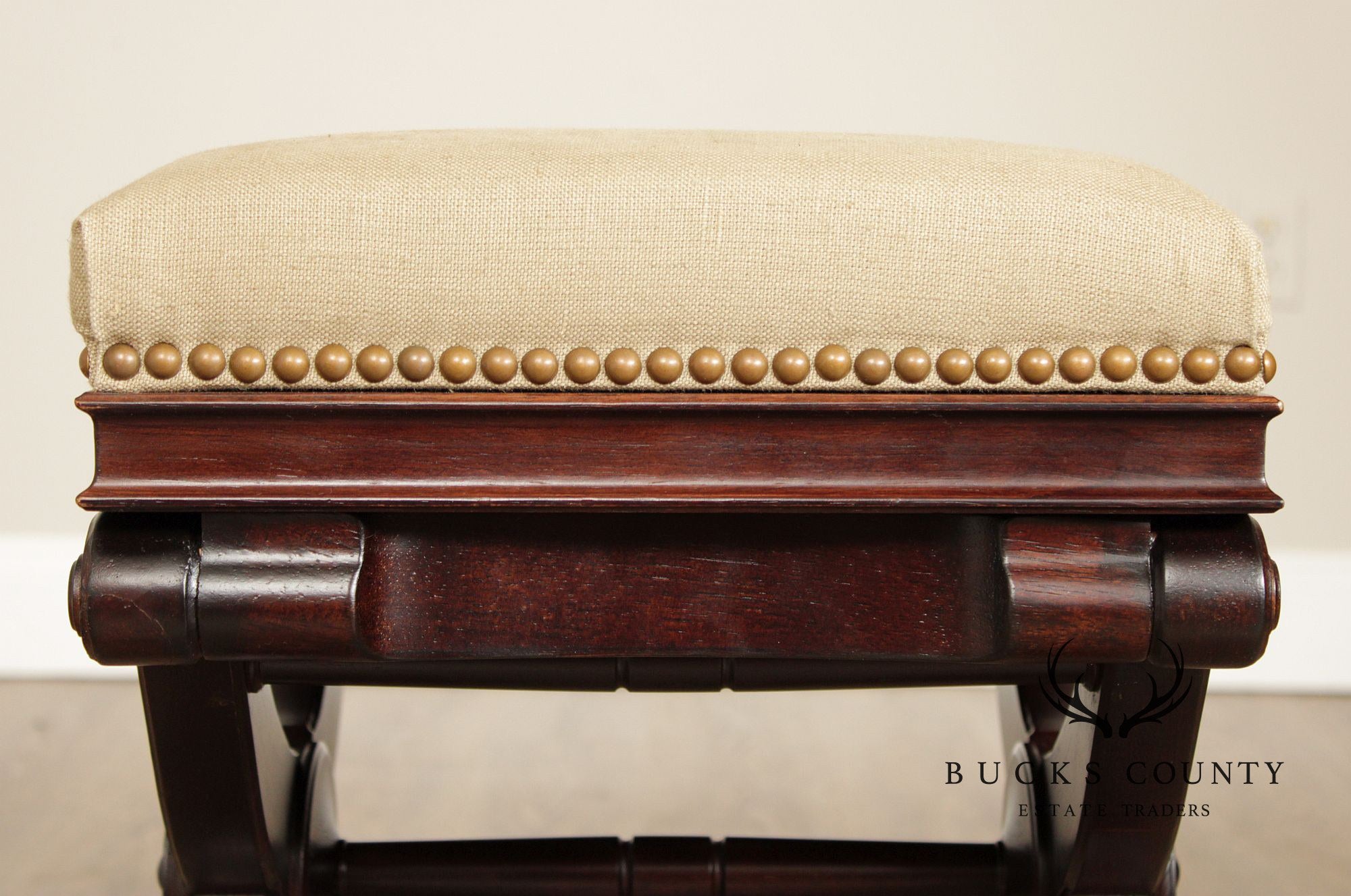 Restoration Hardware English Regency Style Mahogany X Base Bench