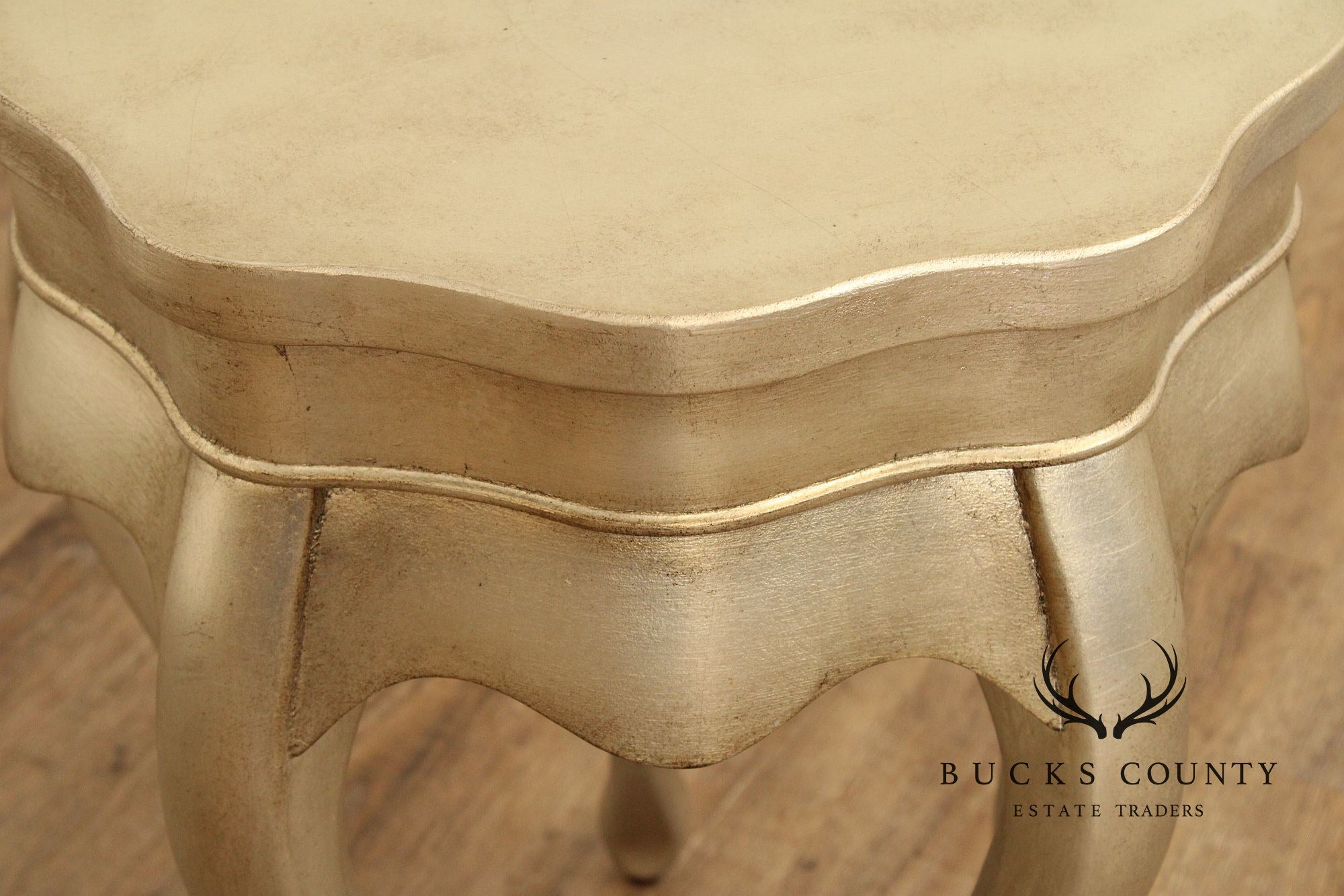 Ethan Allen Side Silver Gilt Painted Five Leg Accent Table