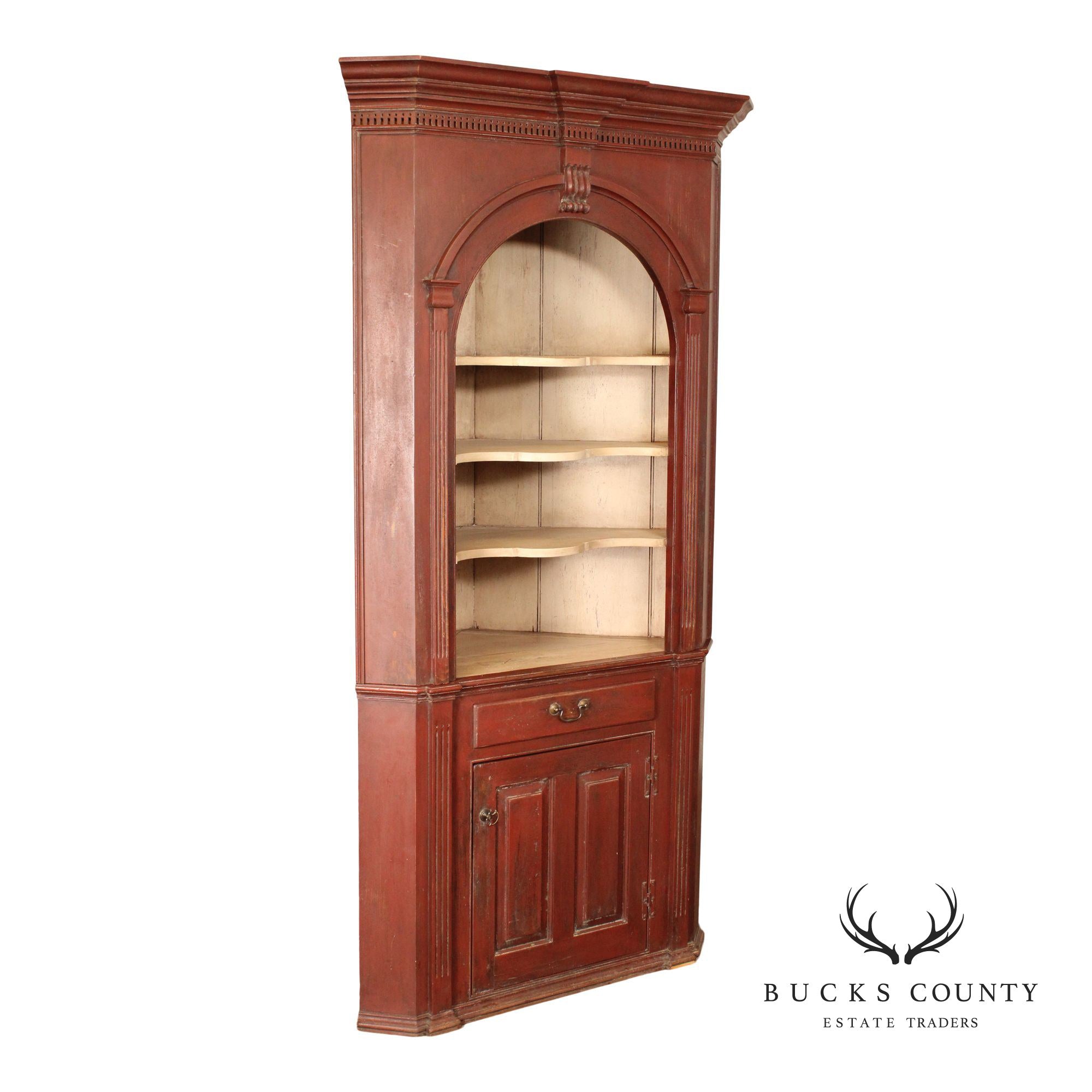 Custom Quality Large Painted Architectural Corner Cabinet