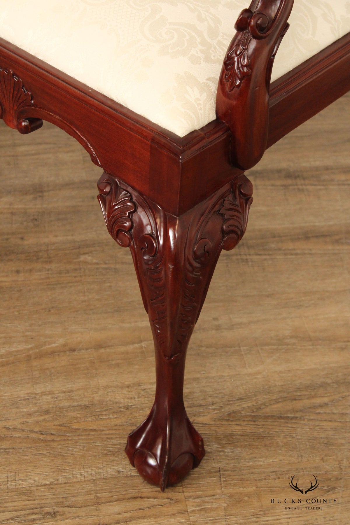 Georgian Style Carved Mahogany Double Bench