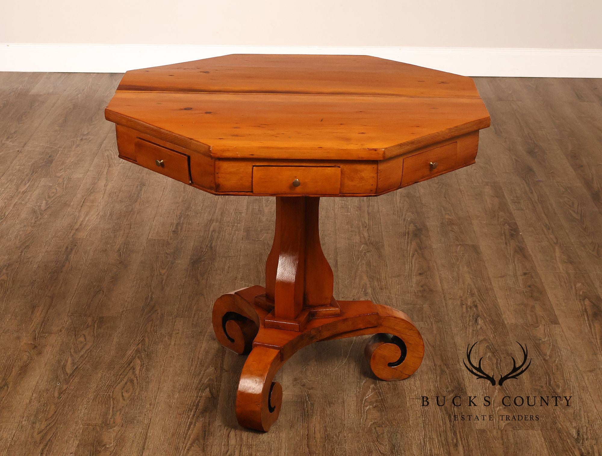 Antique Continental Pine Octagonal Rent Table