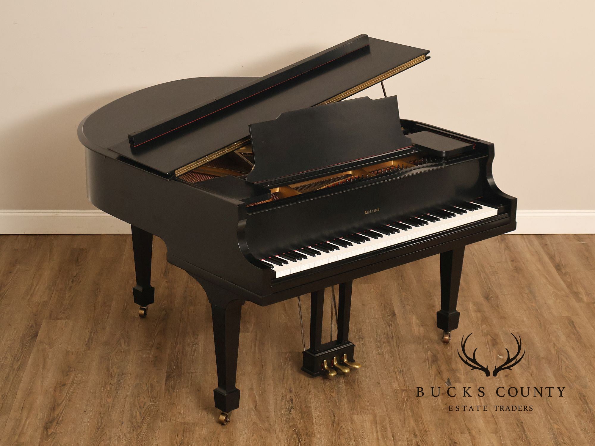 Kurtzman Ebonized Grand Piano And Duet Bench