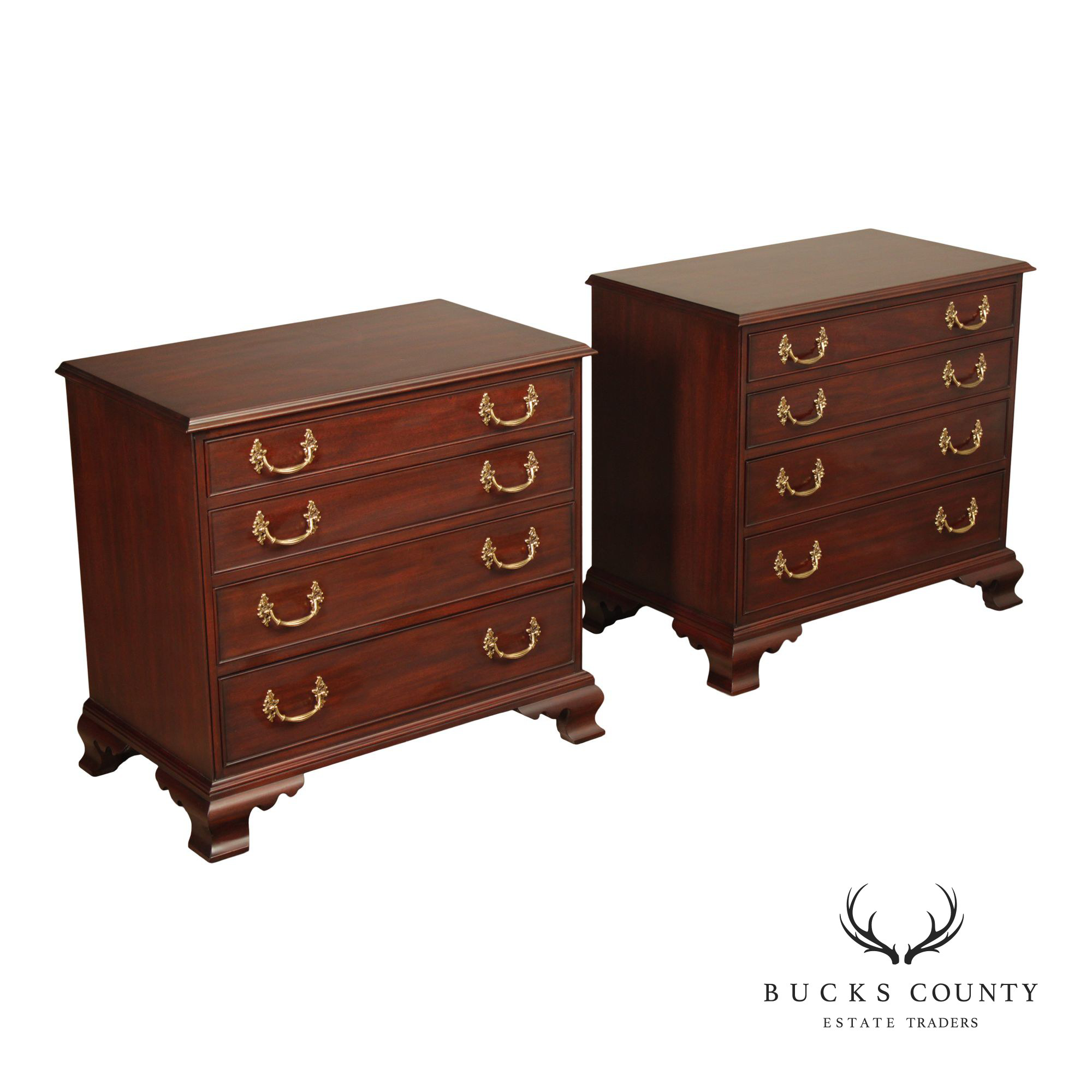 Henkel Harris Georgian Style Pair of Mahogany Nightstands