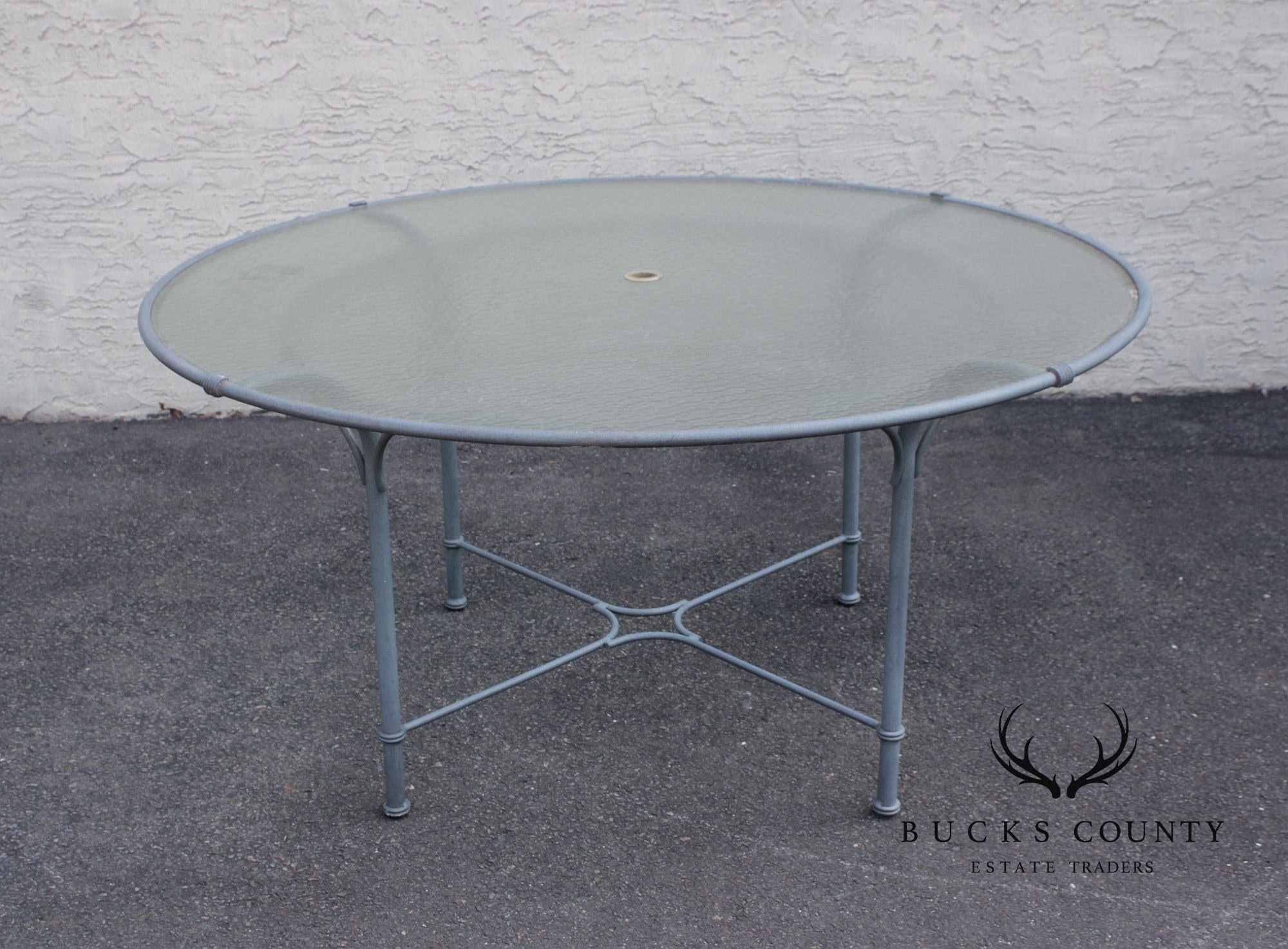 Brown Jordan Large Round Glass Top Patio Dining Table