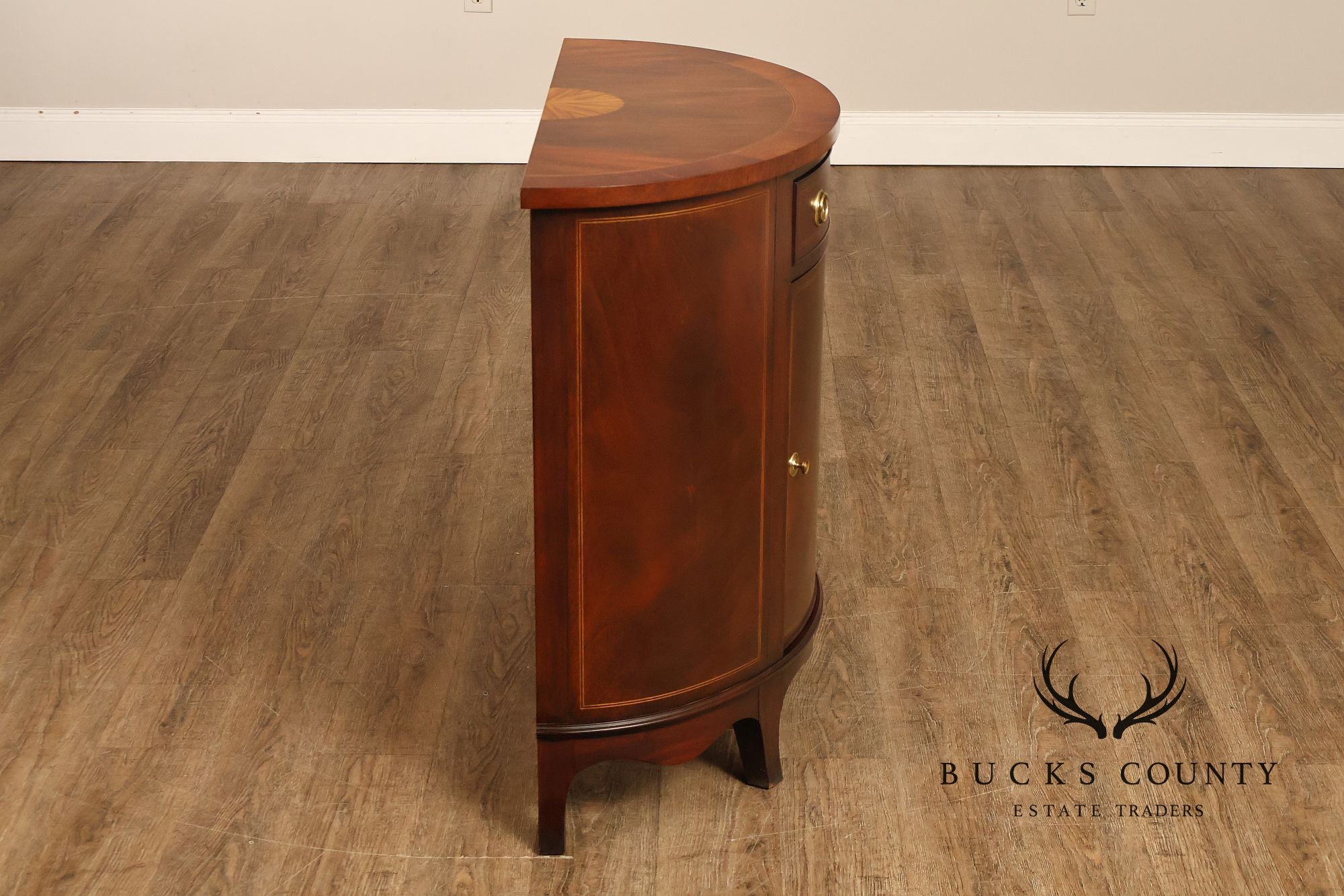 Henkel Harris Mahogany Demilune Console Cabinet Console