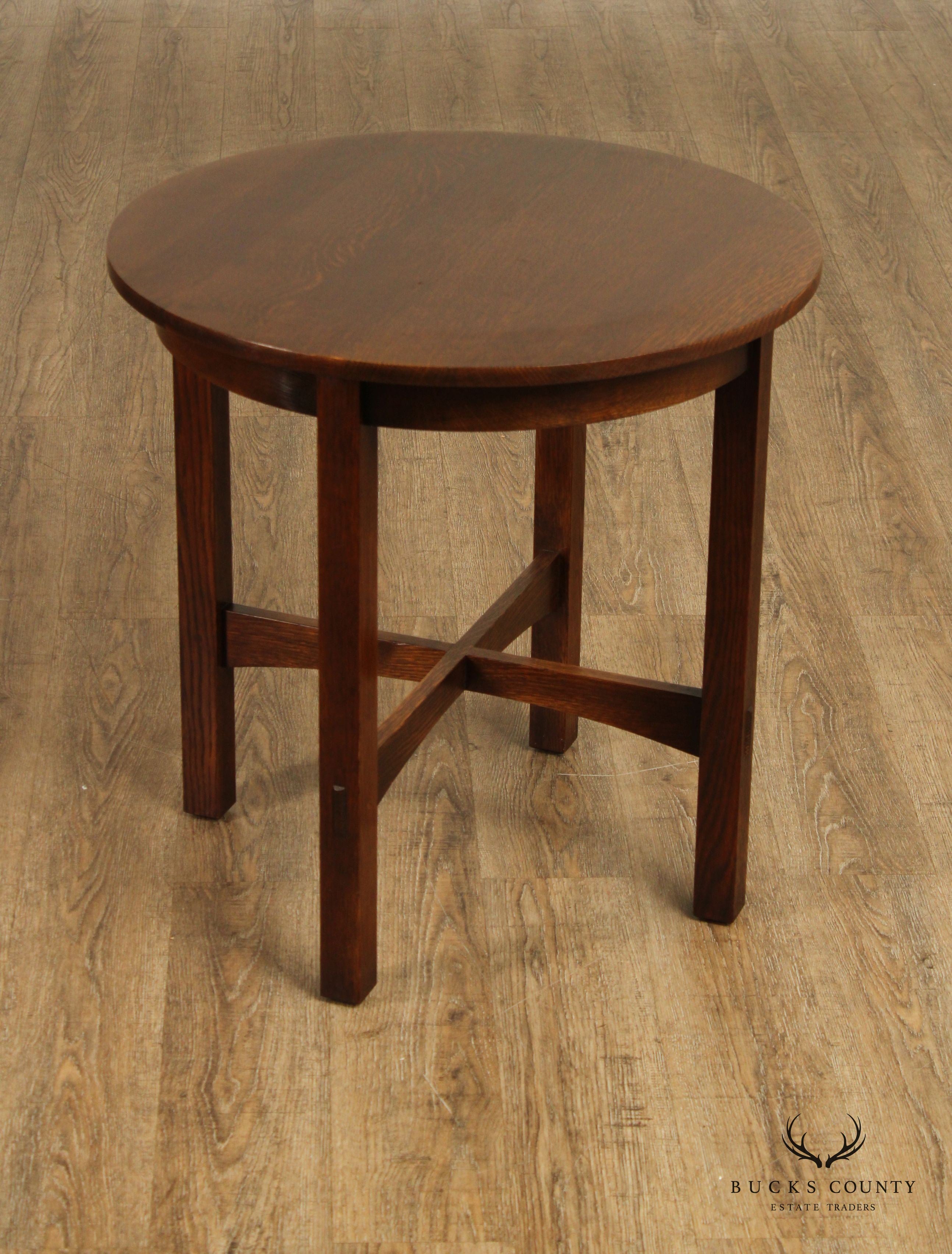 Stickley Mission Collection Oak Round Lamp Table