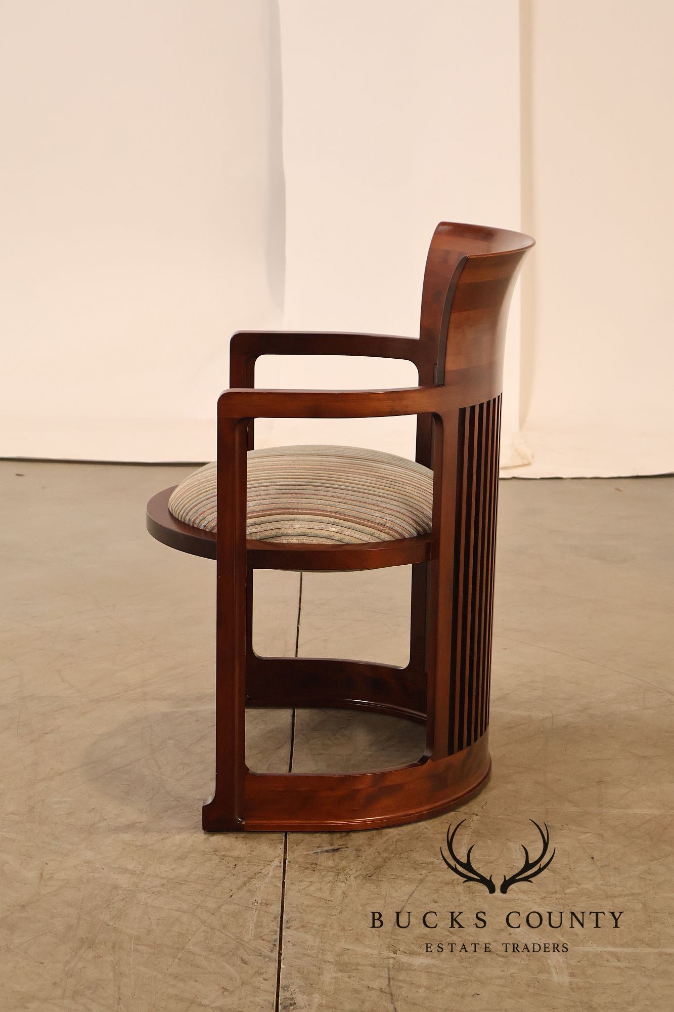 Cassina Frank Lloyd Wright Model 606 Set Of Six Cherry Barrel Dining Armchairs