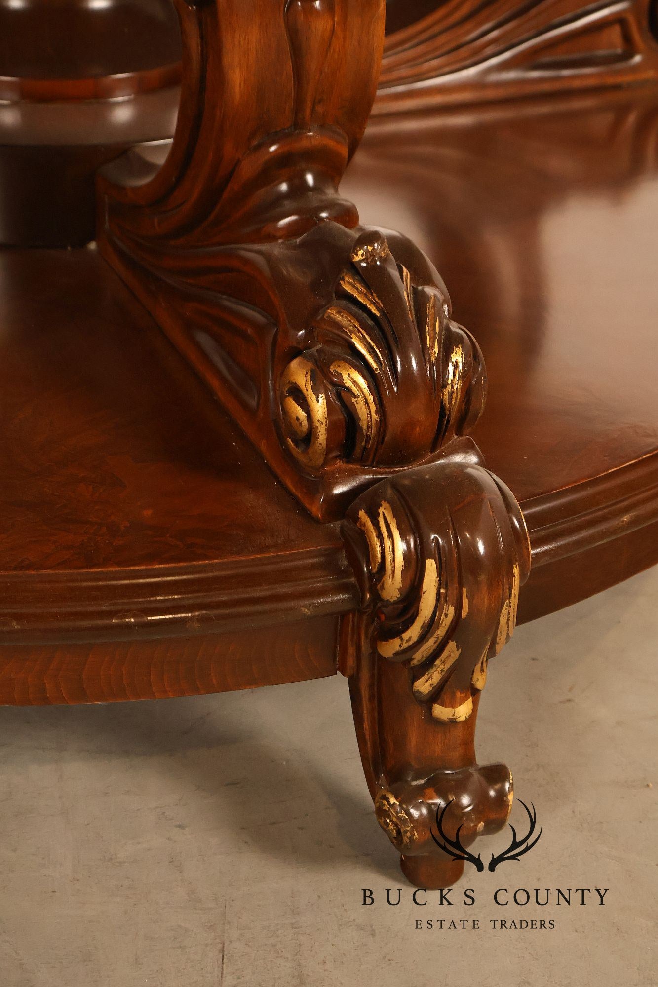 Italian 72" Round Inlaid Burl Wood Dining Table With Lazy Susan