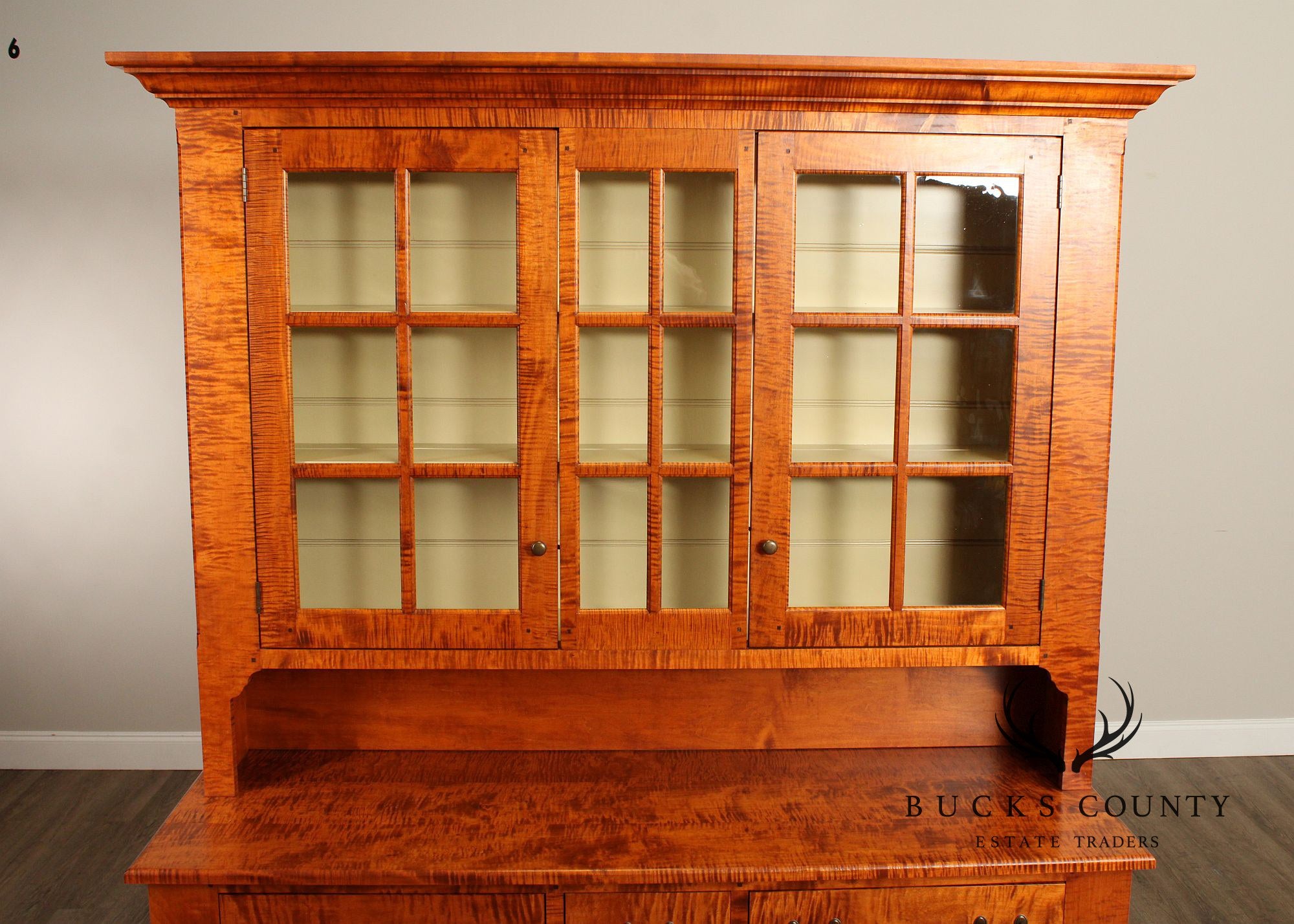 Tiger Maple Bench-Made Step-Back Cupboard