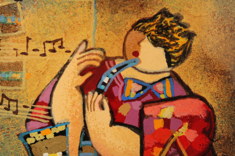 Dorit Levi (Israeli, B. 1952) 'Solo Saxophone' Signed and Numbered Serigraph