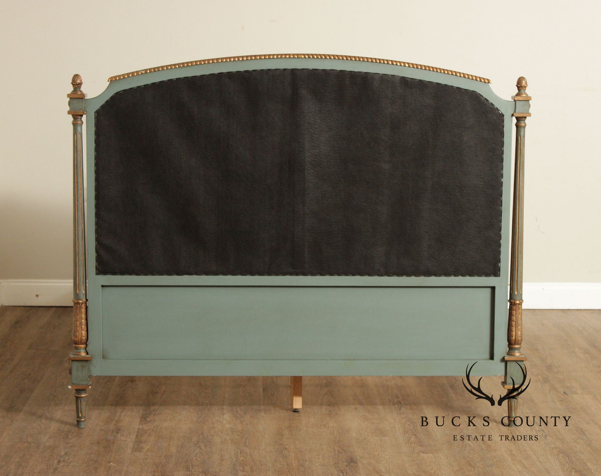 French Market Collection Louis XVI Style Upholstered Queen Bed Frame with Painted Finish