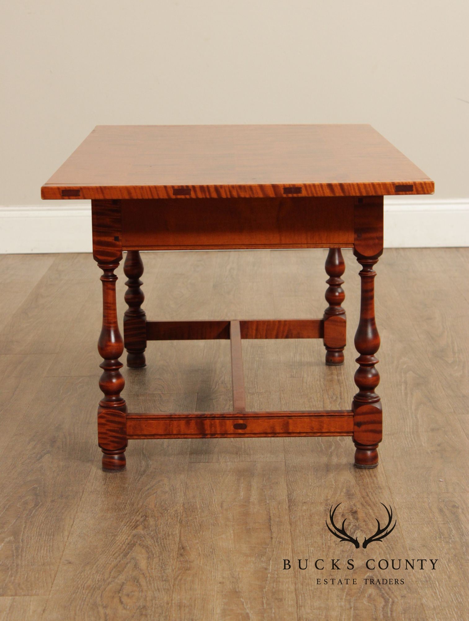 Farmhouse Style Tiger Maple Trestle Coffee Table