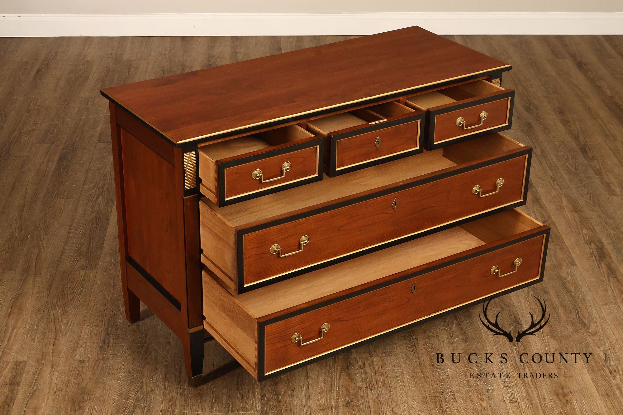 Stickley Directore Style Cherry And Ebonized Chest Of Drawers