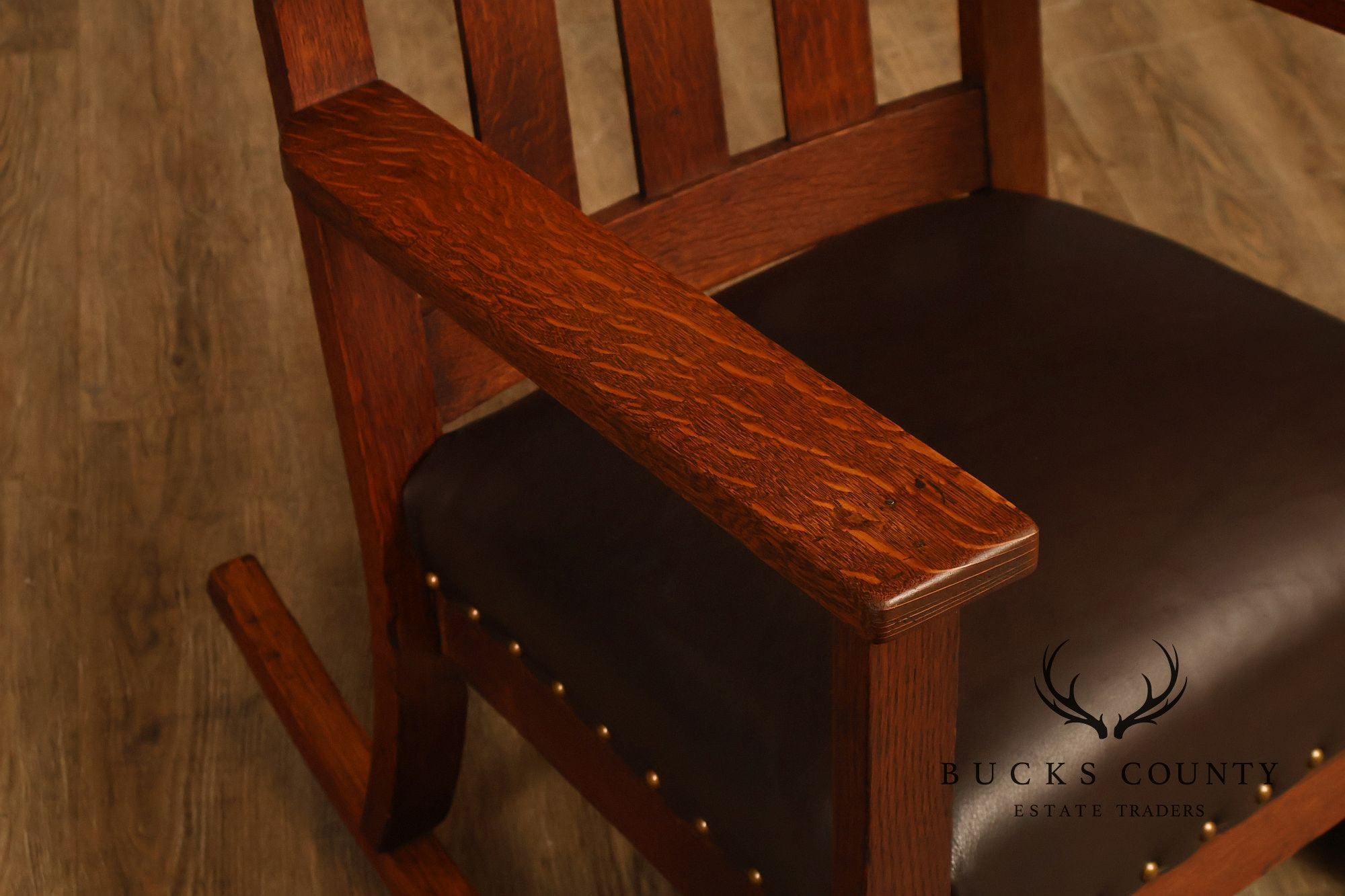 Antique Arts And Crafts Mission Oak Rocking Chair