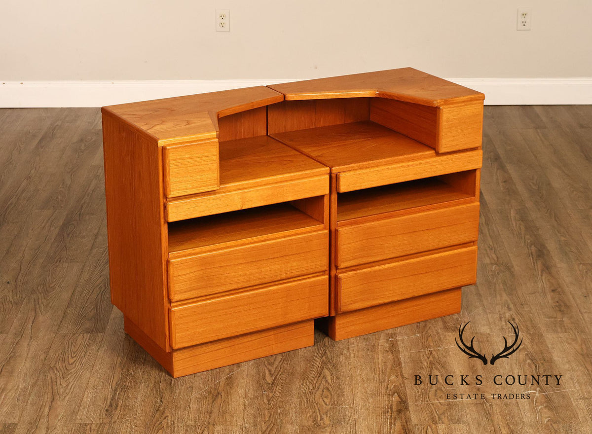 Scan Coll Danish Modern Pair of Teak Nightstands