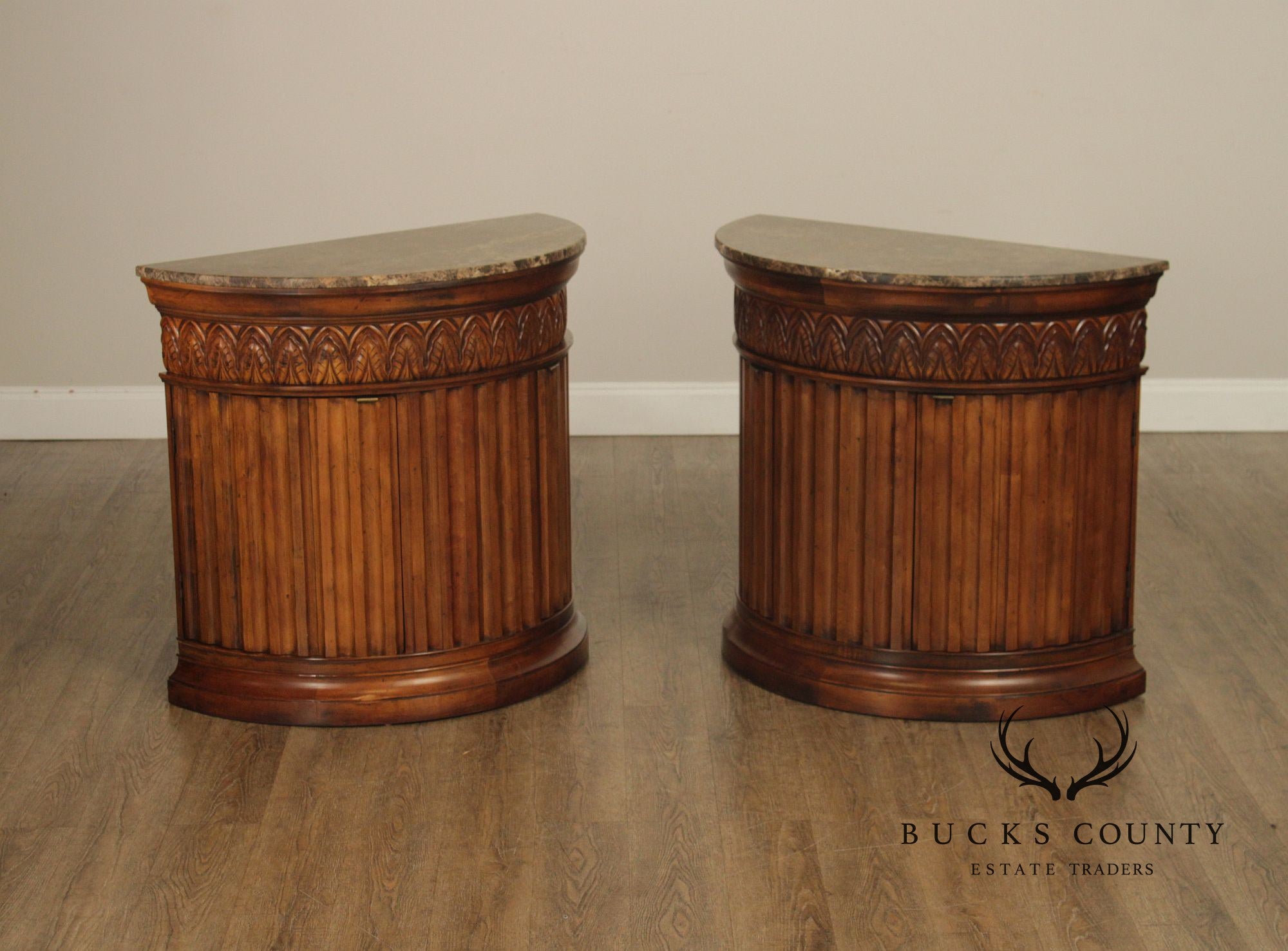 Century Furniture 'Venice Collection' Pair of Marble Top Consoles