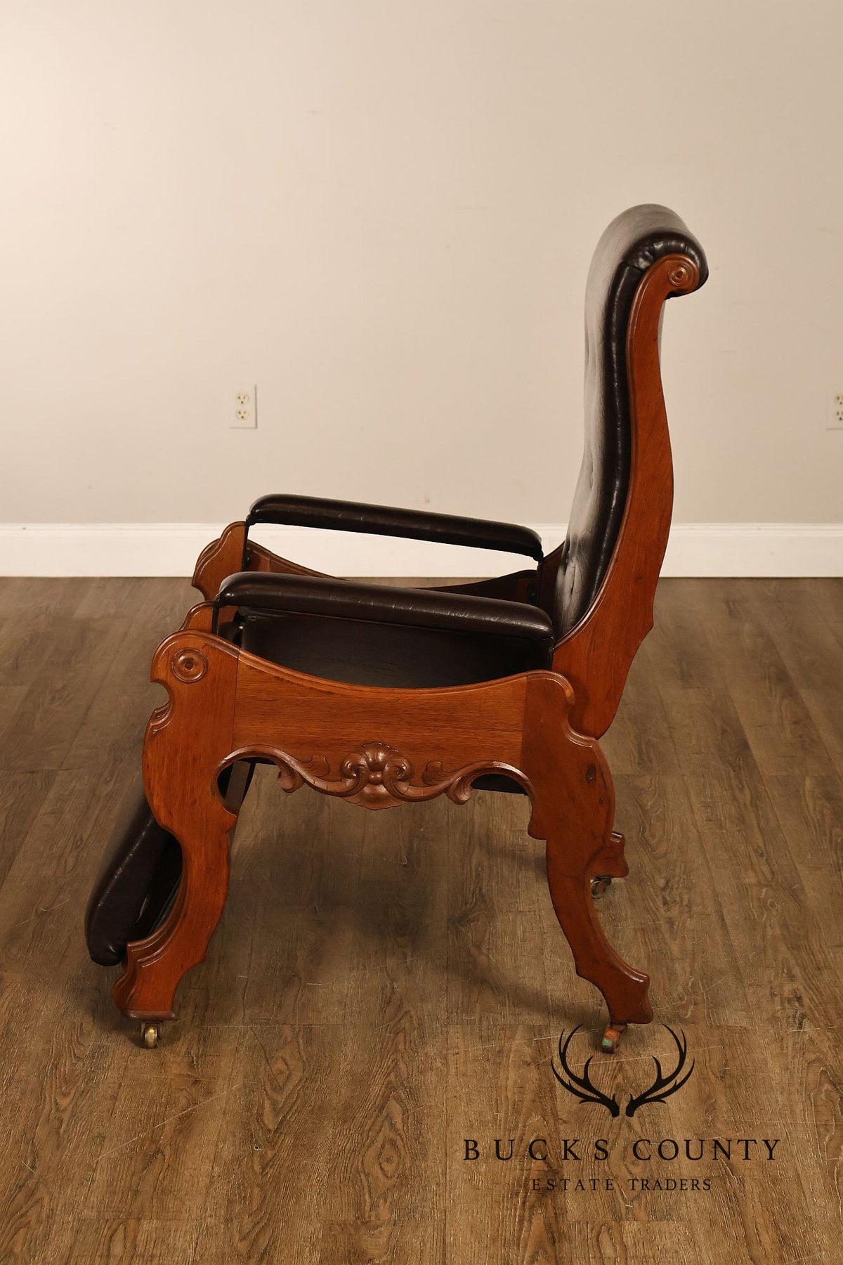 Antique Victorian Carved Walnut Reclining Armchair