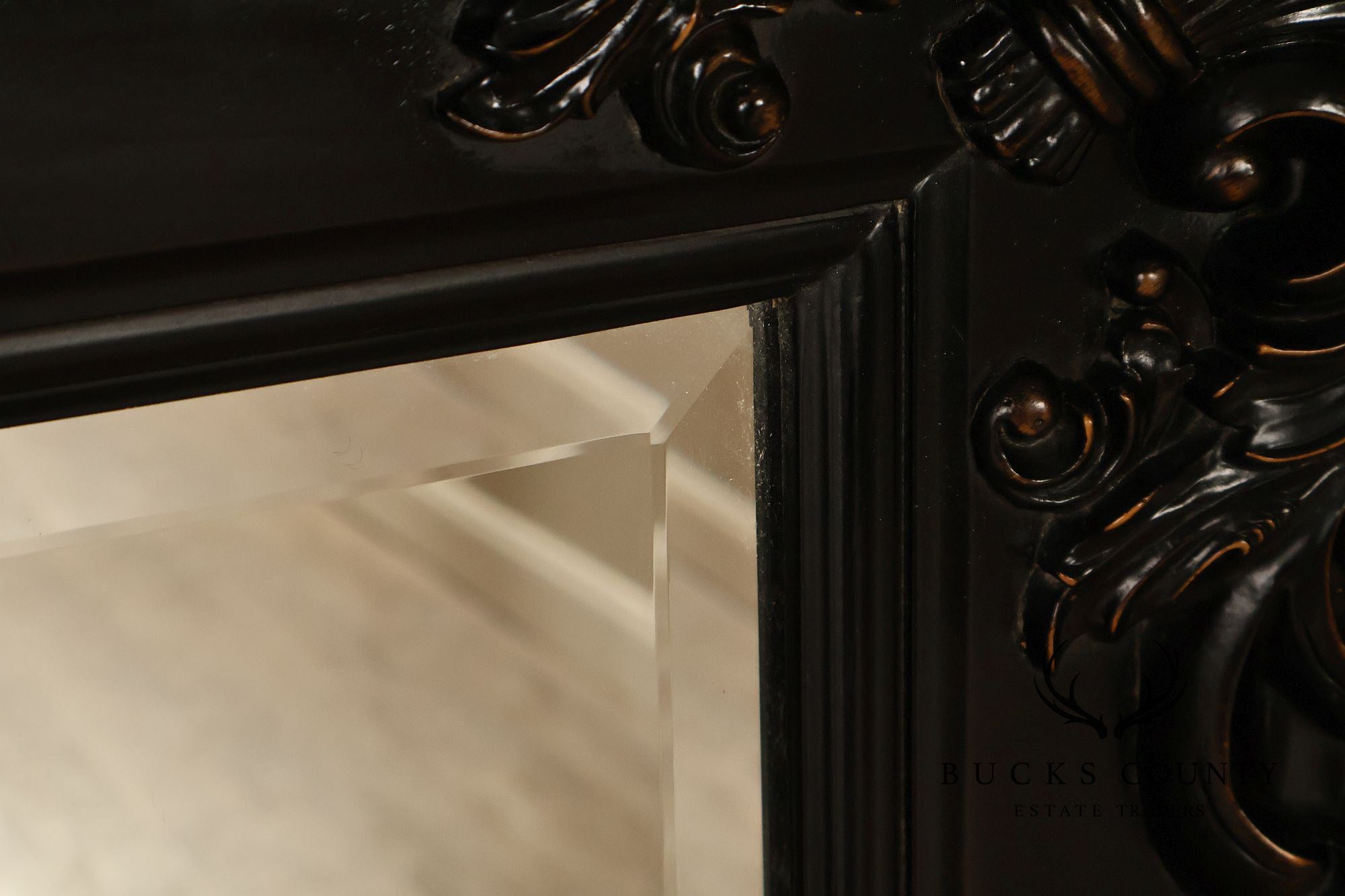 Rococo Style Large Ebonized Leaner Mirror
