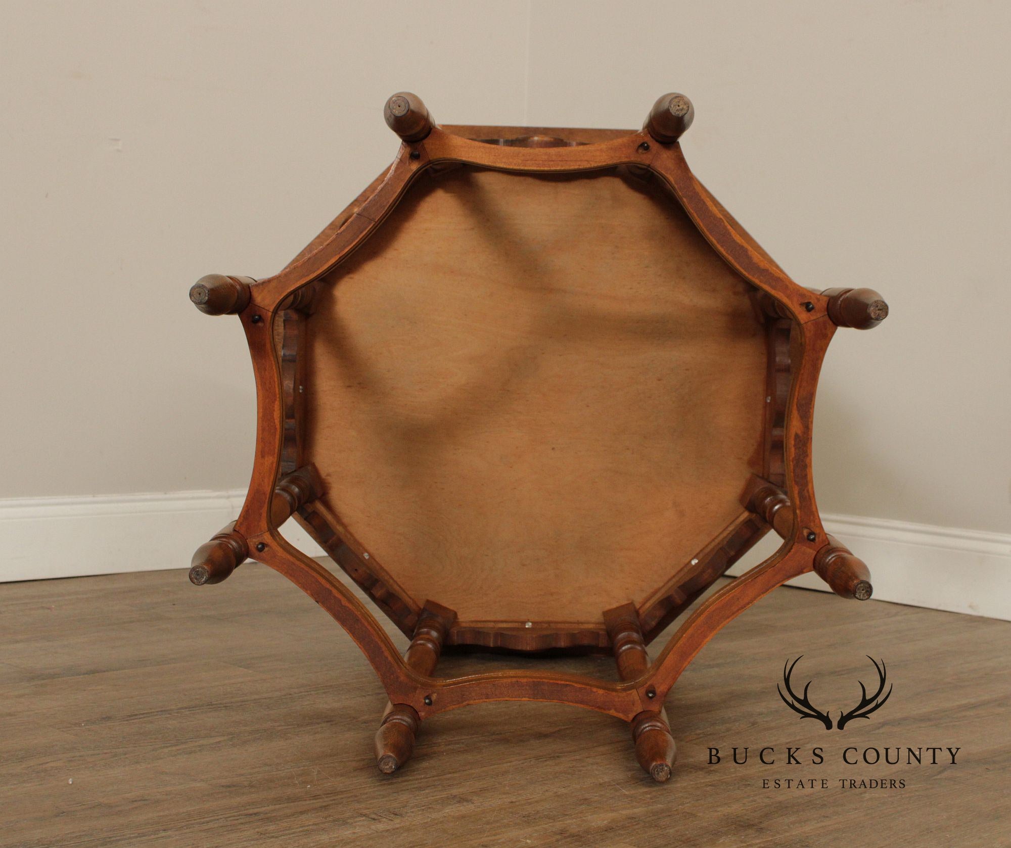 1920's Vintage Walnut Octagonal Side Table