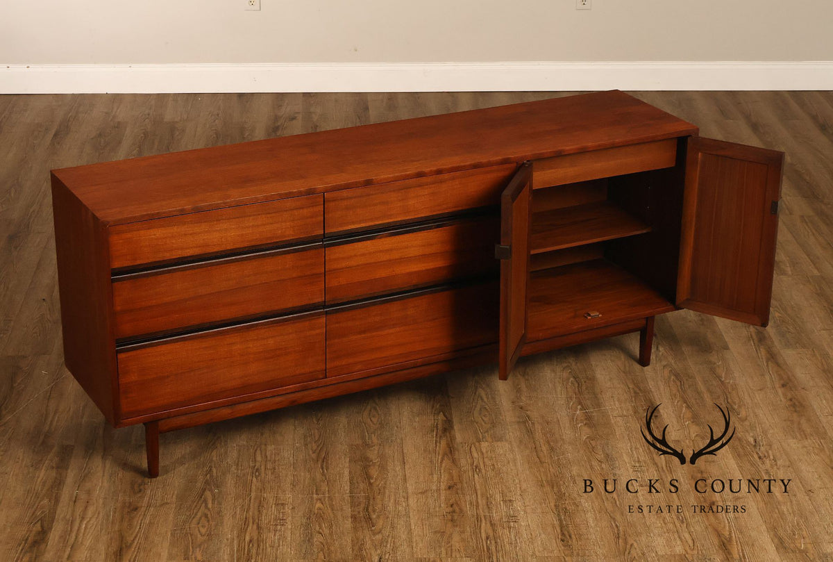 Calvin Mid Century Modern Cane Door Teak Dresser