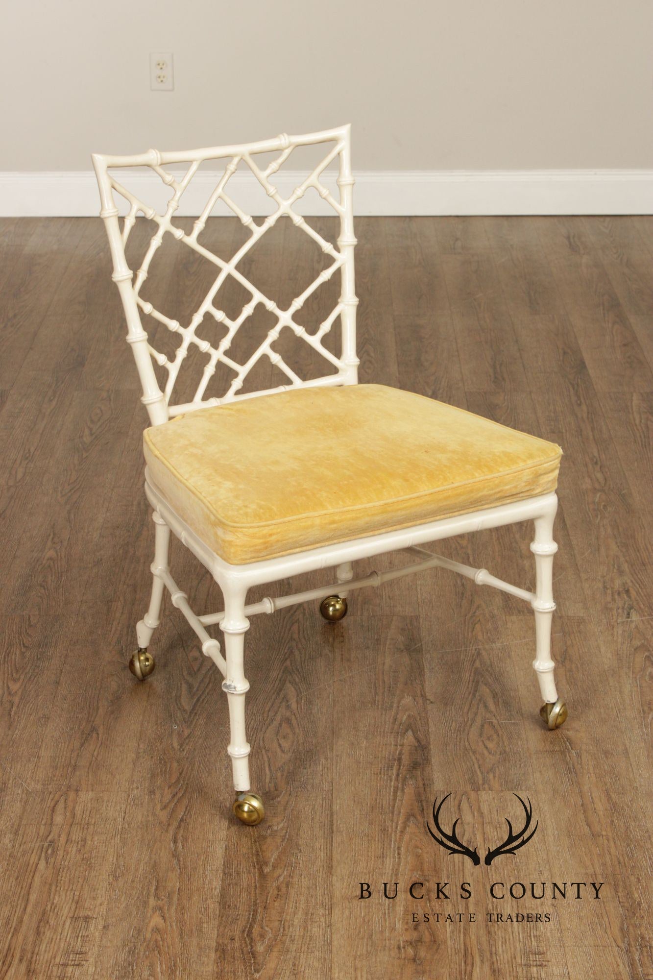 Kessler Industries Hollywood Regency Faux Bamboo Set of Four Painted Dining Chairs