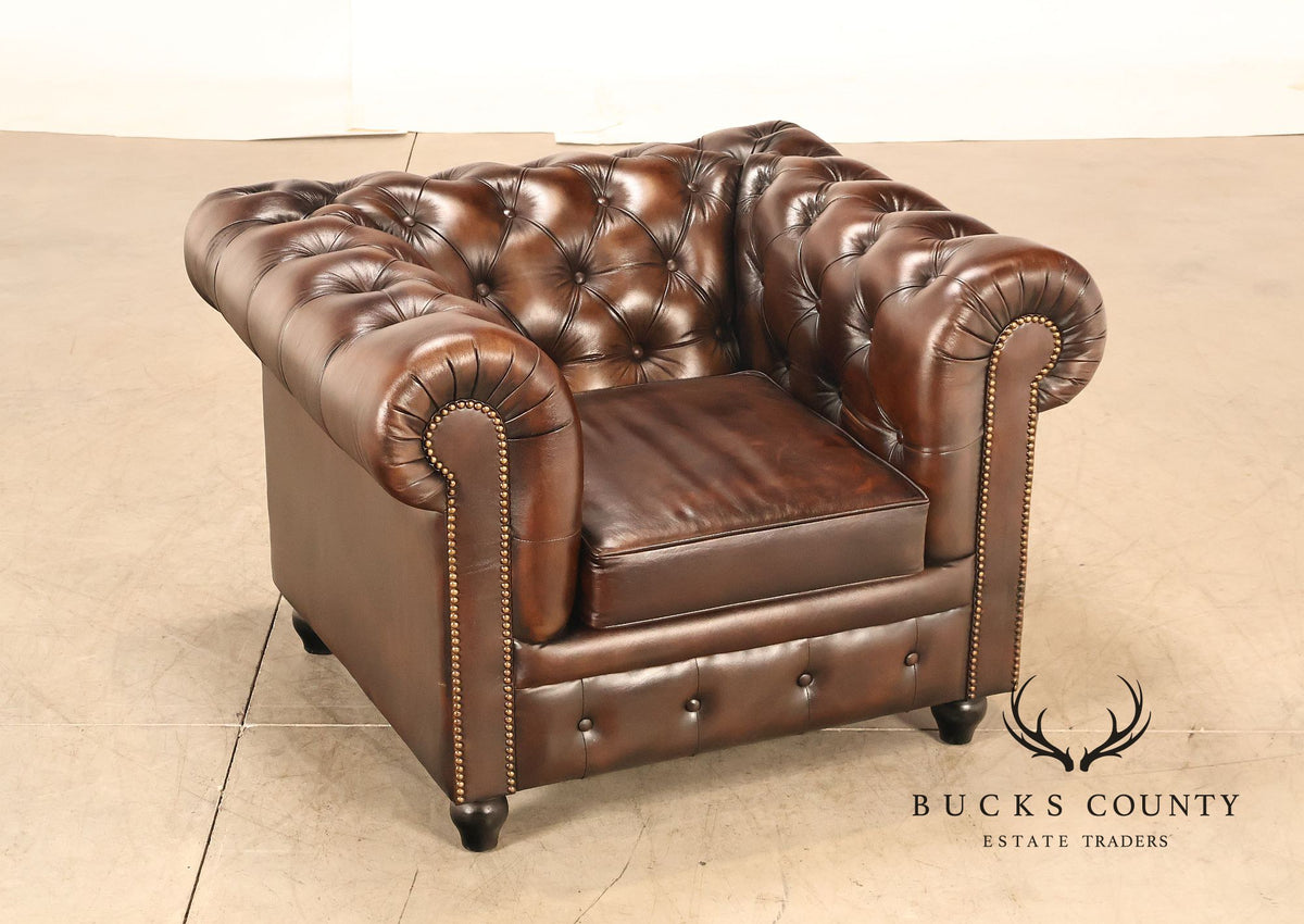 Distressed Brown Single Seater Cushion Chesterfield