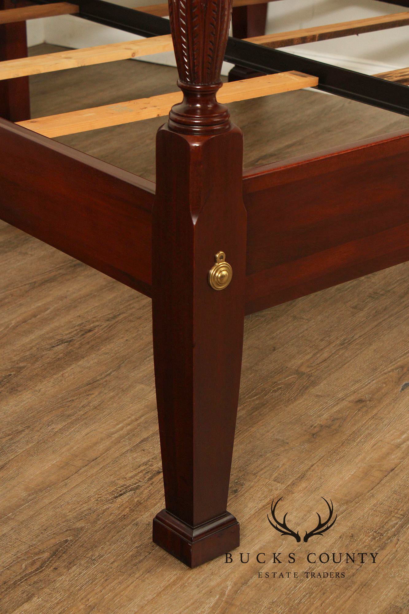 Link Taylor Mahogany King Rice Carved Poster Bed