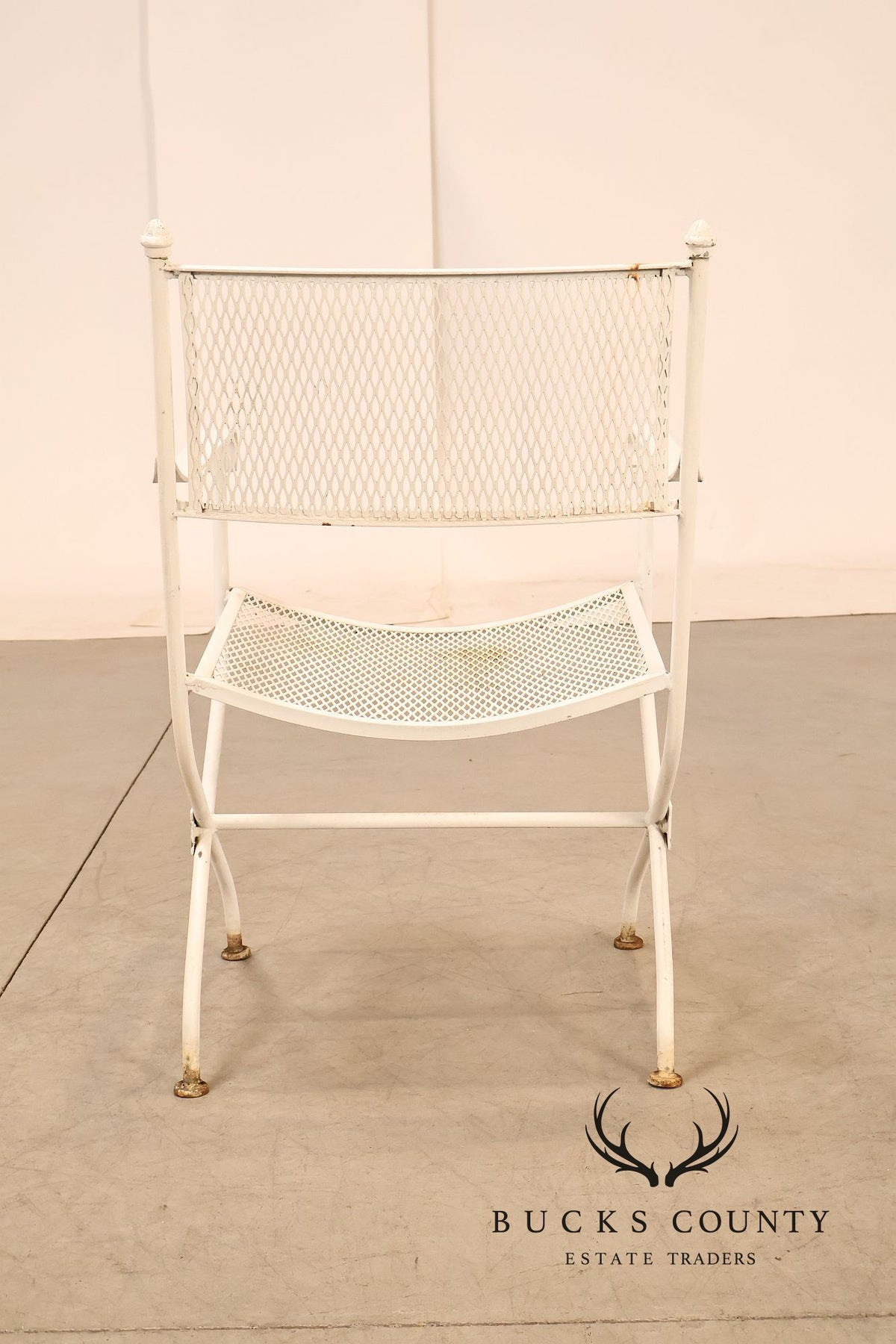 Vintage Set of Four Wrought Iron Patio Armchairs