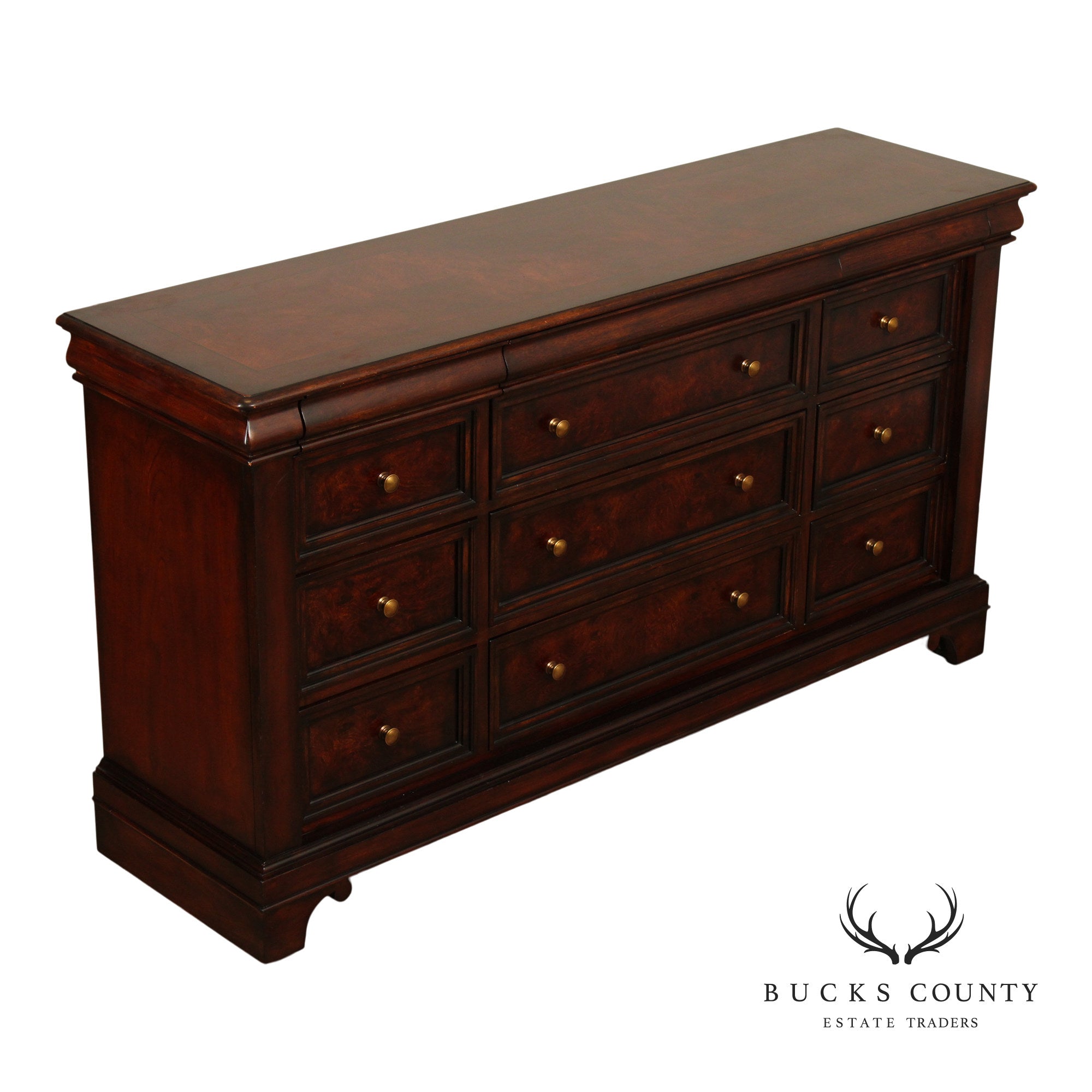 Bernhardt Louis Philippe Style Burlwood Long Dresser