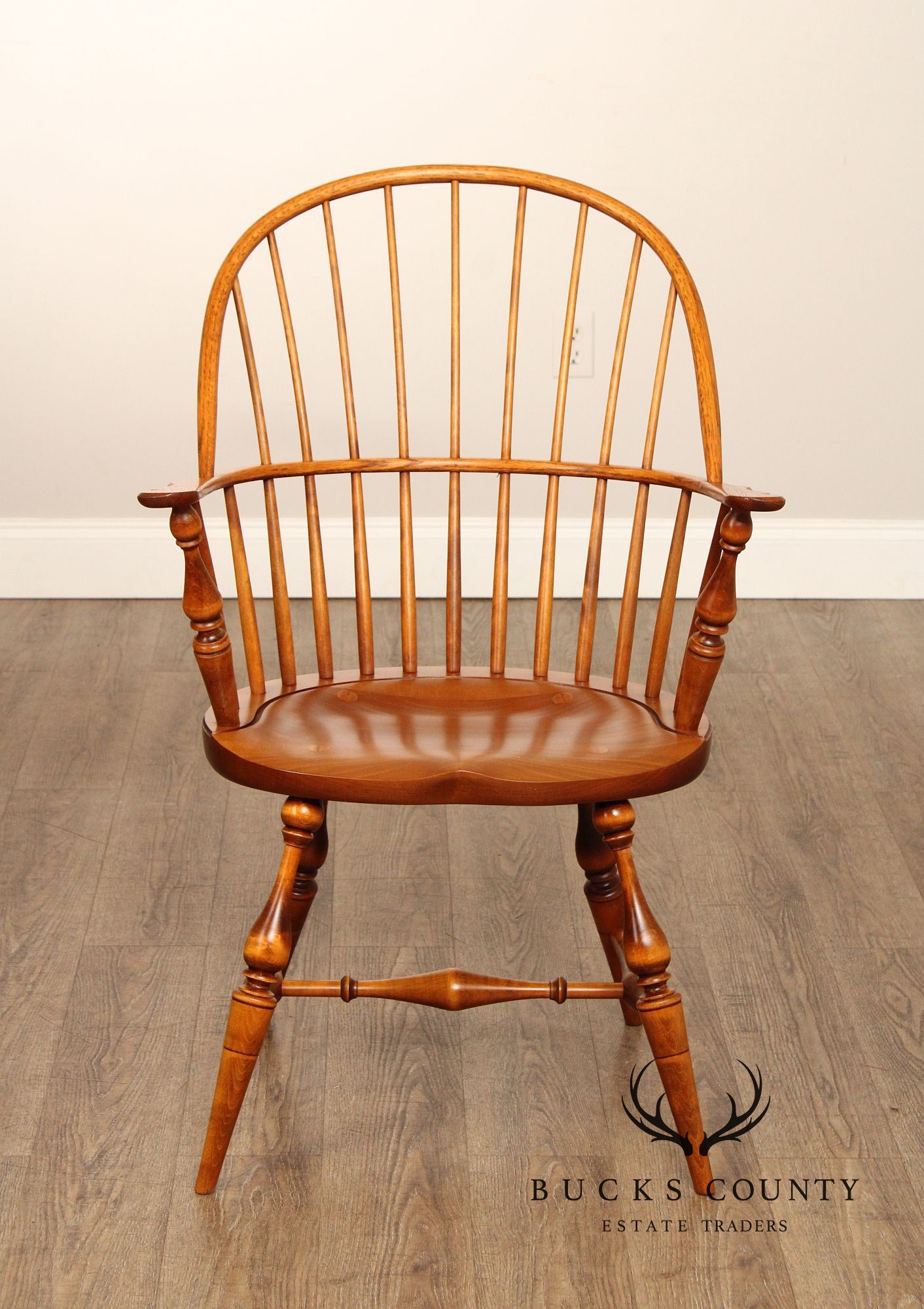 River Bend Chair Co. Pair of Mixed Wood Windsor Armchairs