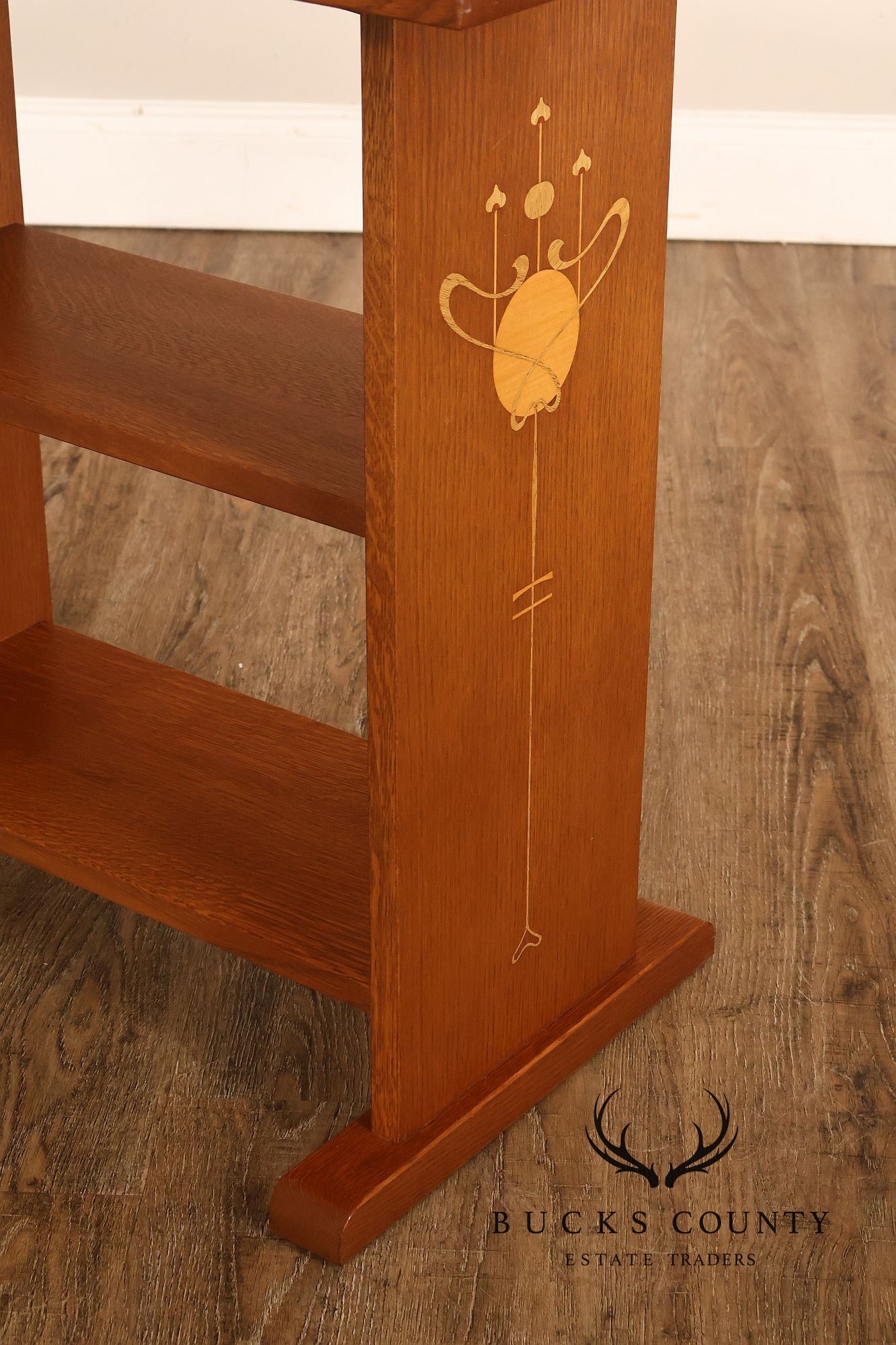 Stickley Mission Collection Harvey Ellis Inlaid Oak Tiered Occasional Table