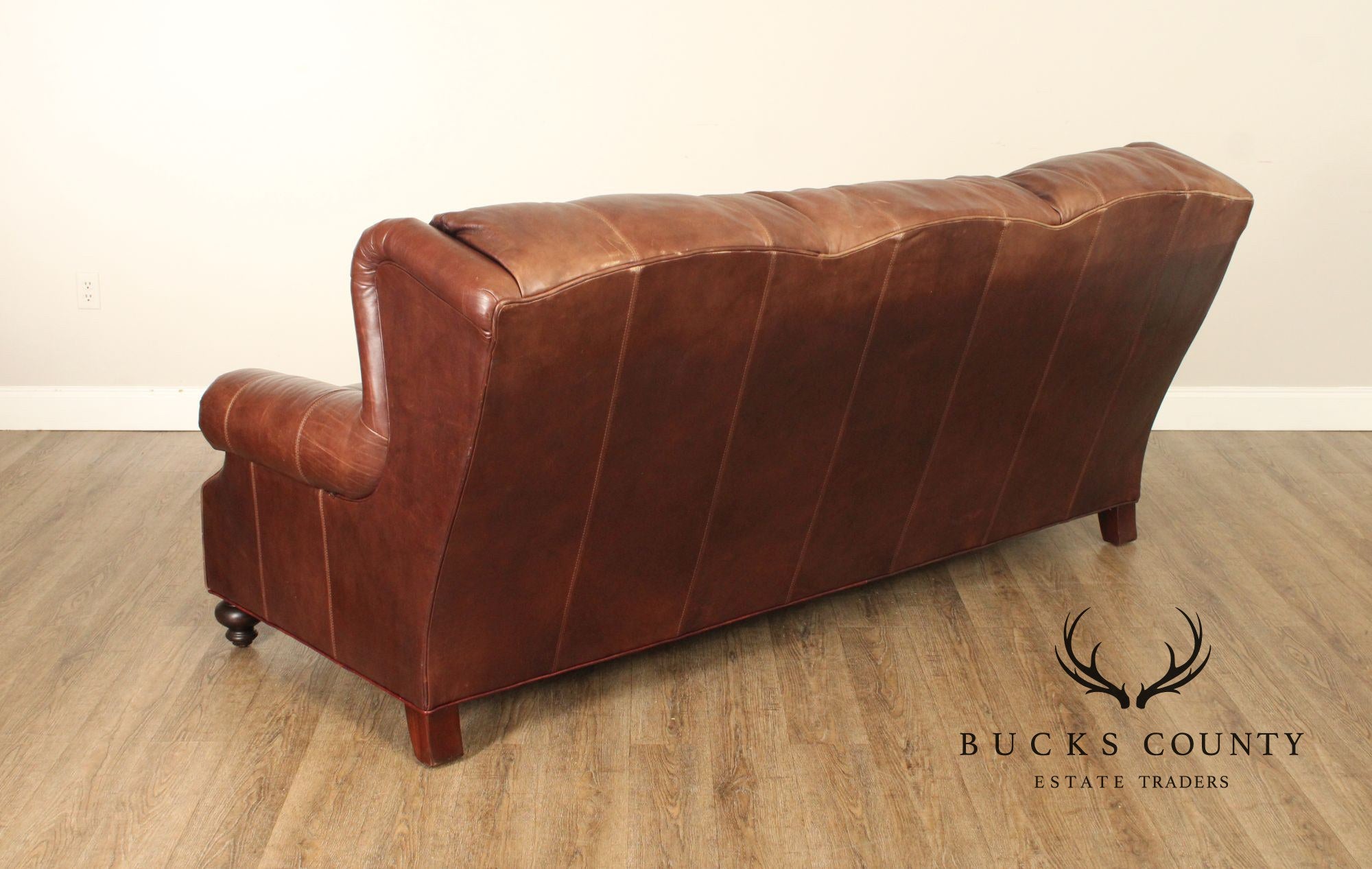 Henredon Traditional Brown Leather Sofa