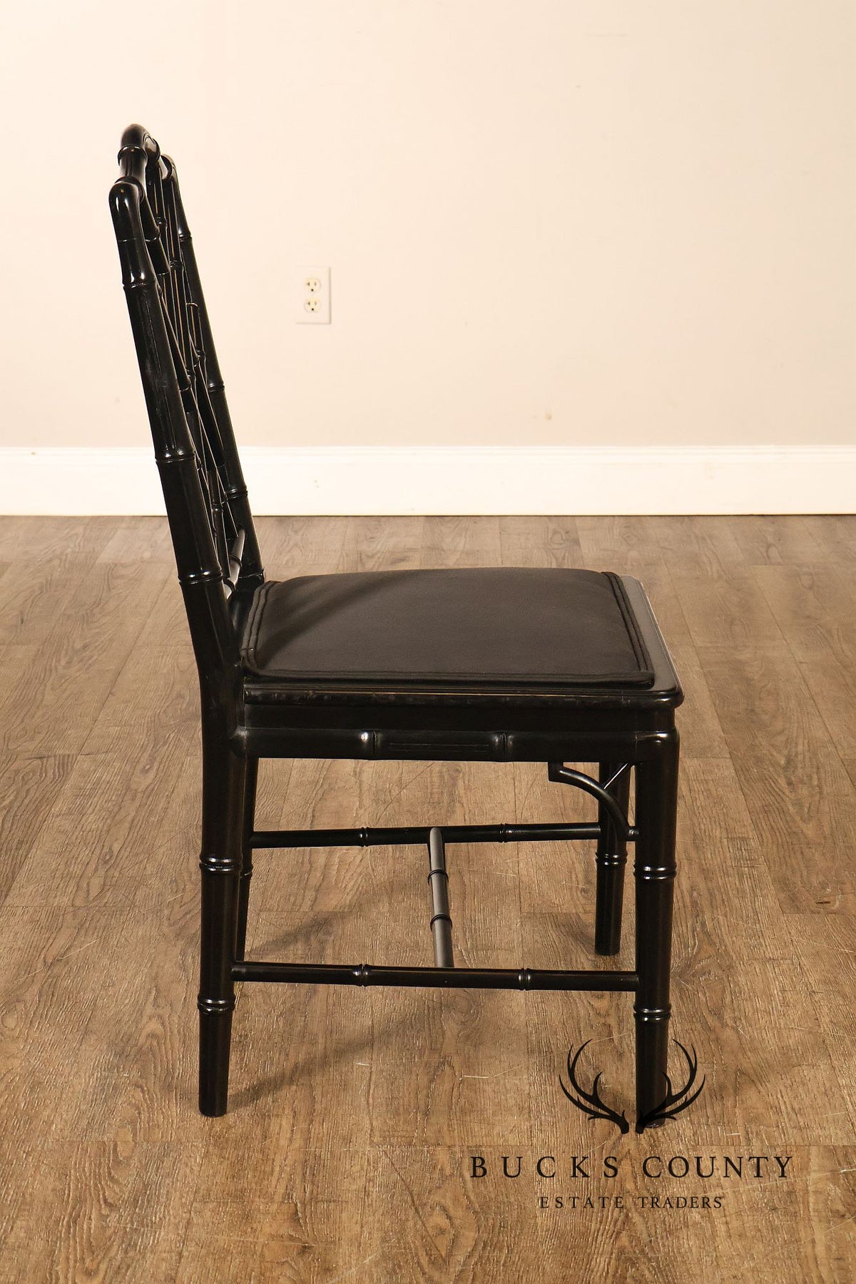 Chinese Chippendale Style Set of Four Faux Bamboo Dining Chairs