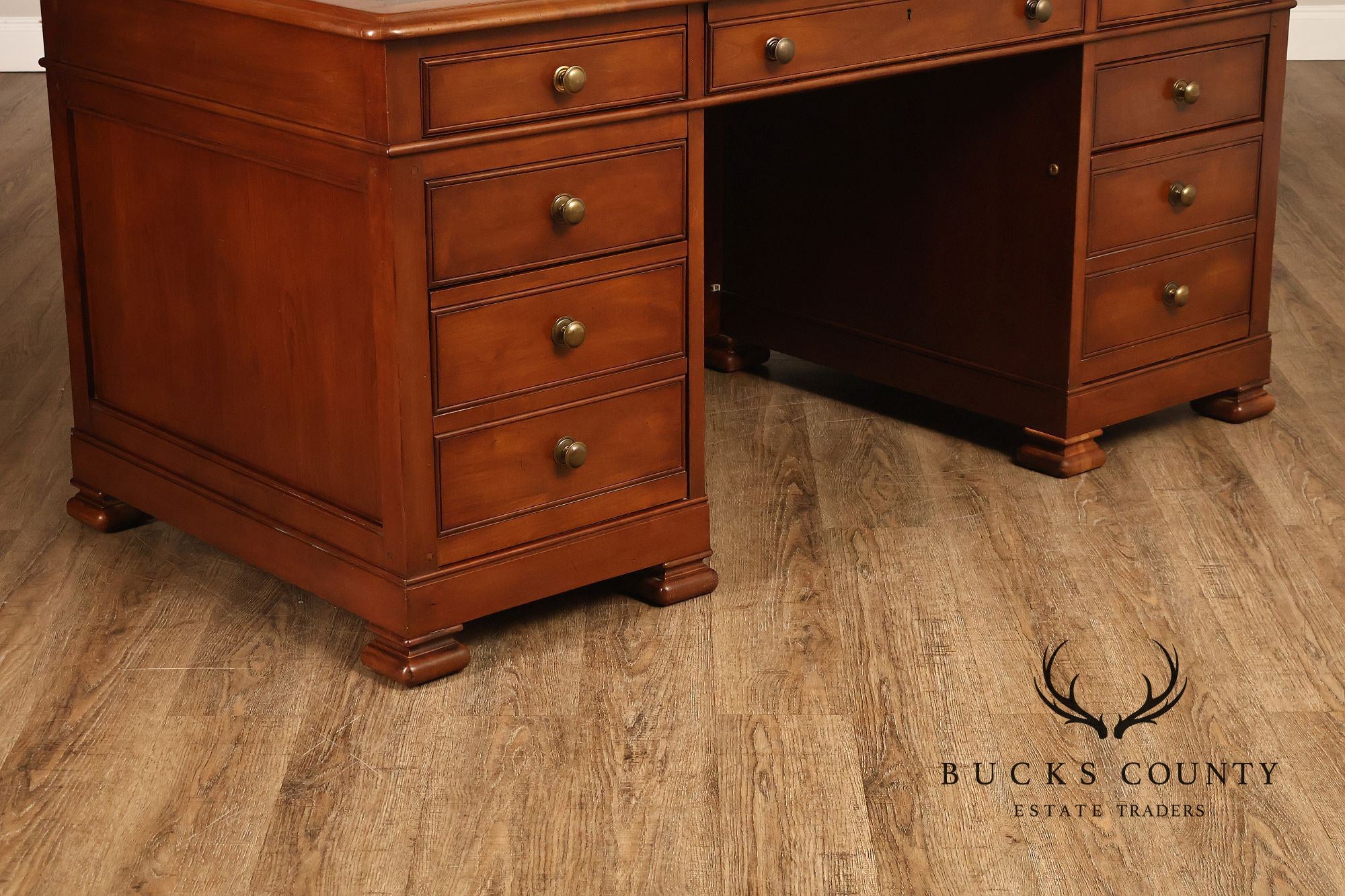 Sligh Leather Top Executive Pedestal Desk
