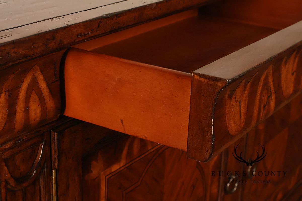 Traditional Georgian Style Inlaid Three Door Credenza Sideboard