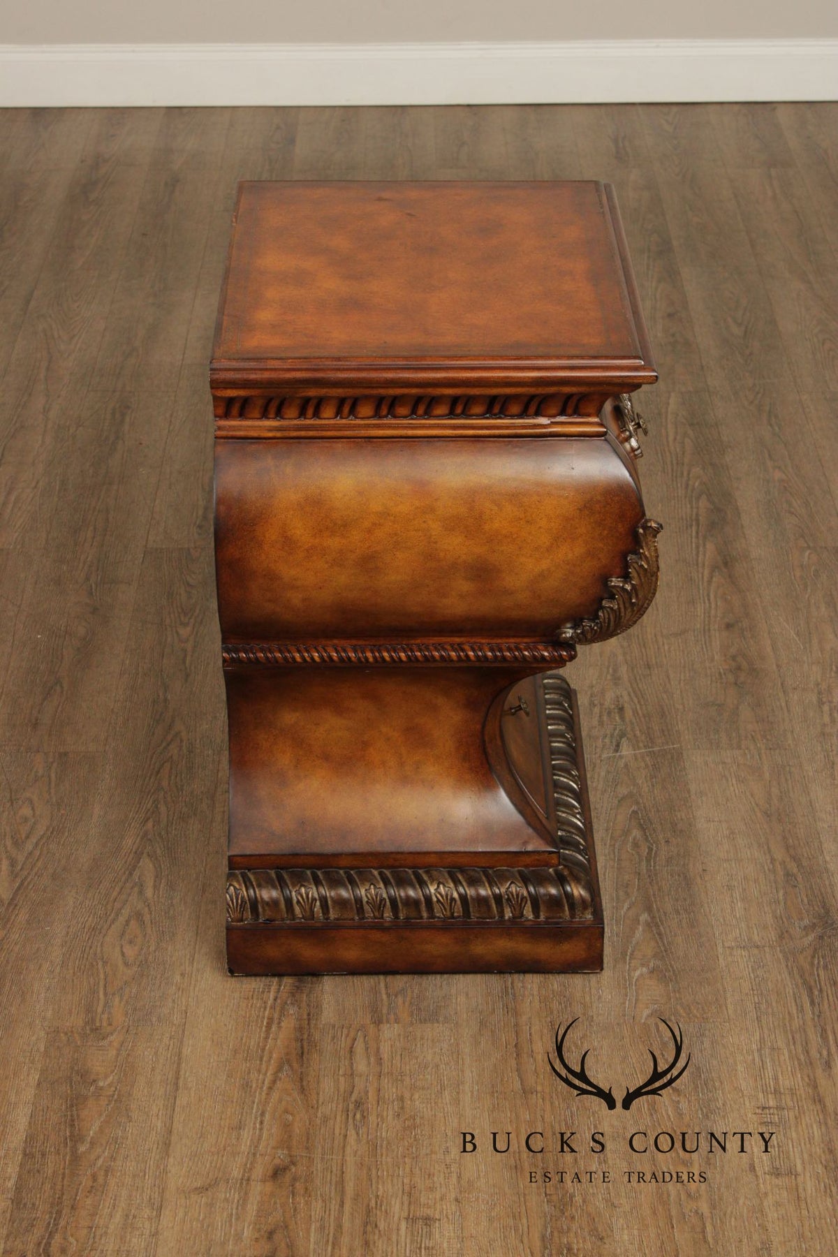 Regency Style Burlwood Bombe Four-Drawer Accent Chest