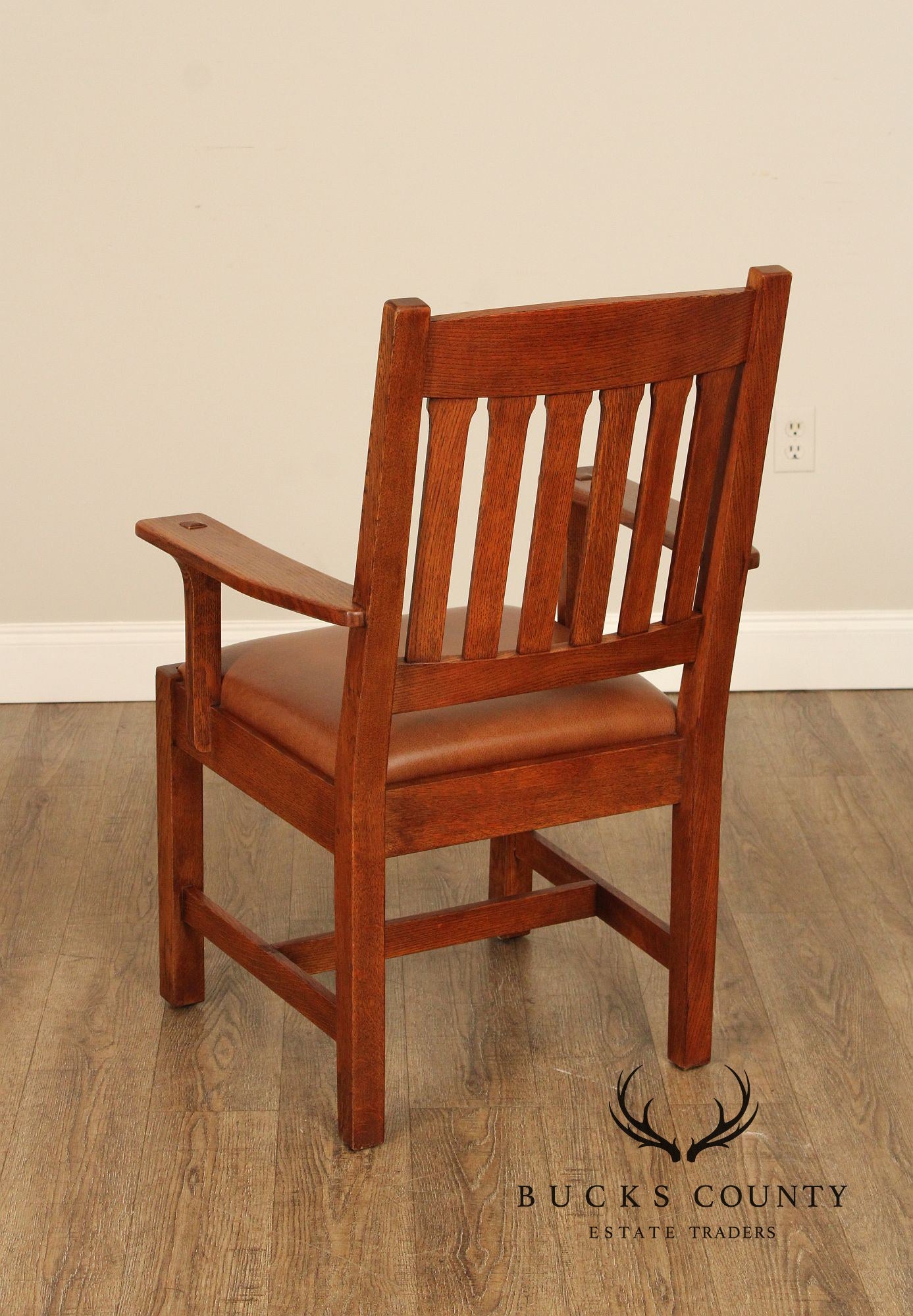 Stickley Mission Collection Oak and Leather Cottage Armchair