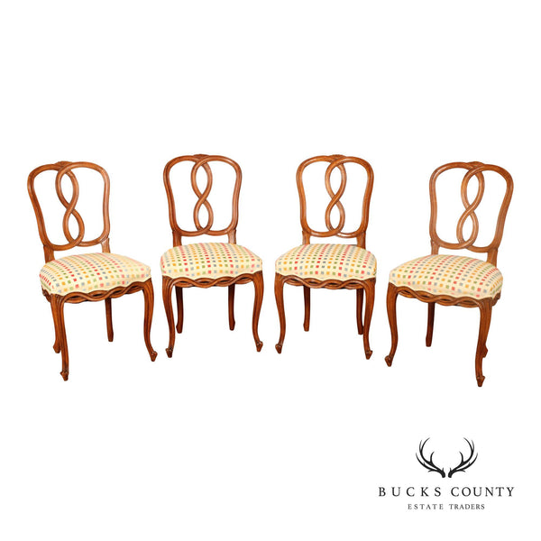French Provincial Style Set of Four Carved Frame Dining Chairs