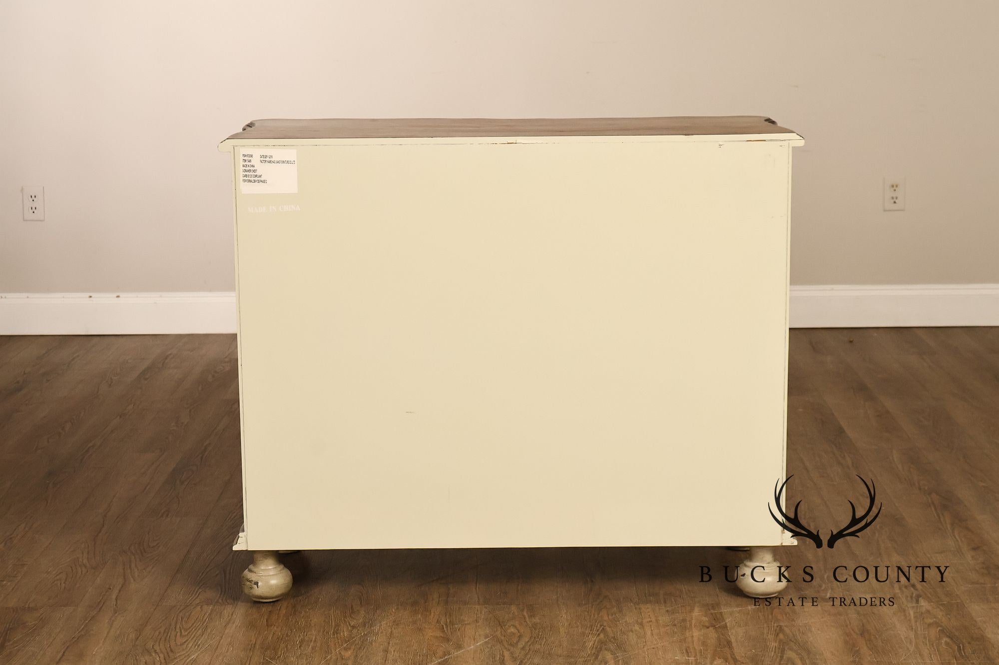 Painted Rustic European Style Three Drawer Chest With Distressed Finish