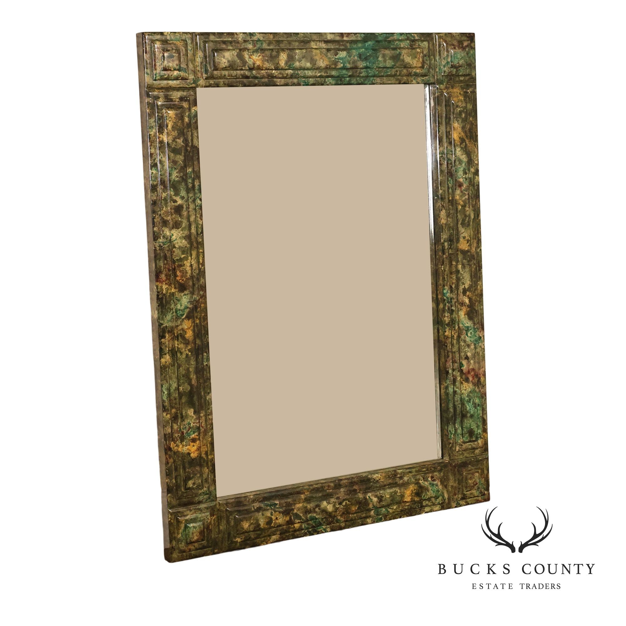 Faux Marble Geometric Framed Wall Mirror 47' x 36"