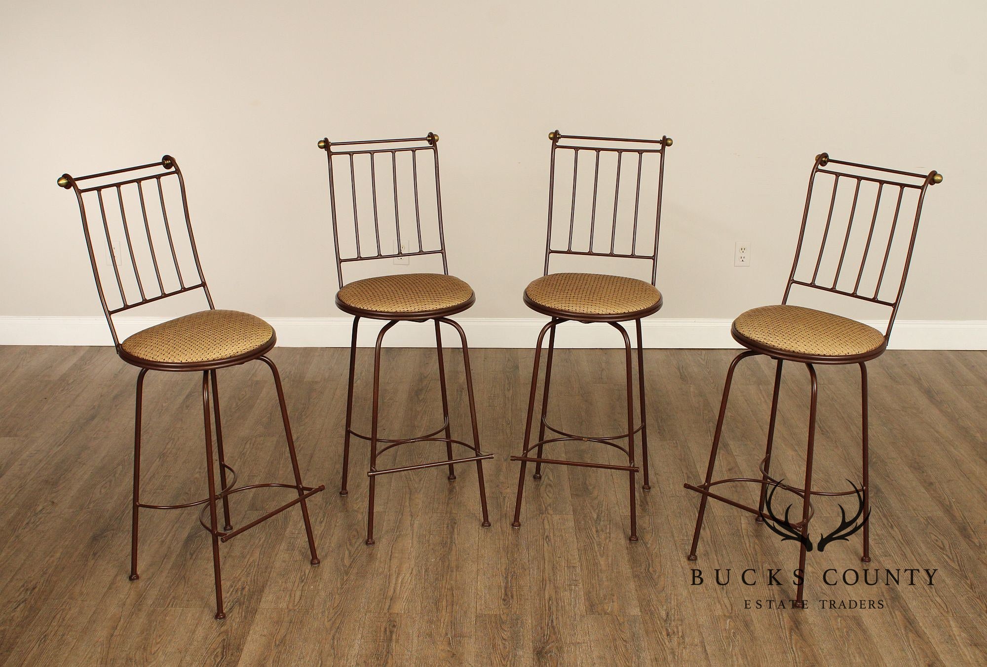 Charleston Forge Set of Four Wrought Iron Swivel Bar Stools